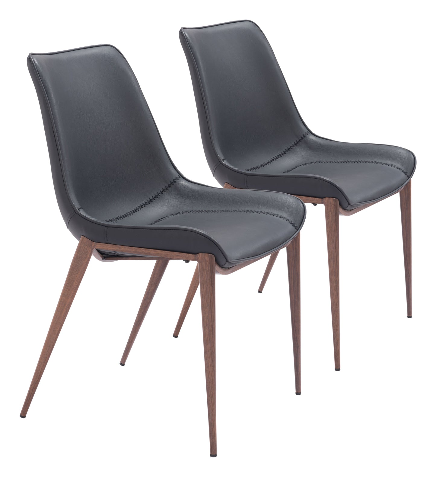 Magnus Black & Walnut Dining Chair (Set of 2) - Ornate Home