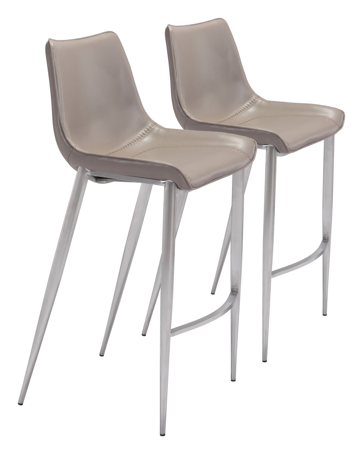 Magnus Brown & Silver Barstool (Set of 2) - Ornate Home