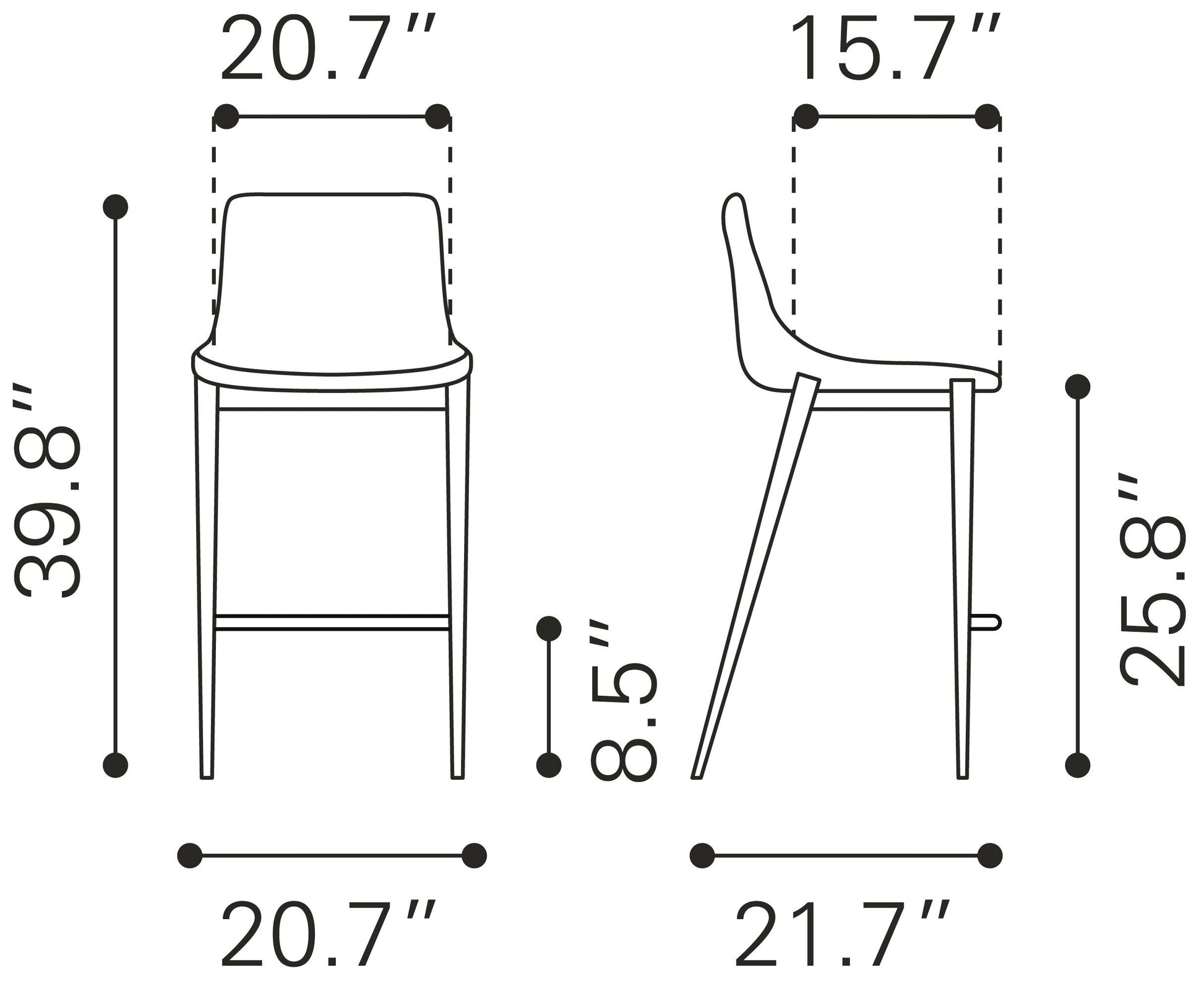 Magnus Brown & Silver Counter Stool (Set of 2) - Ornate Home