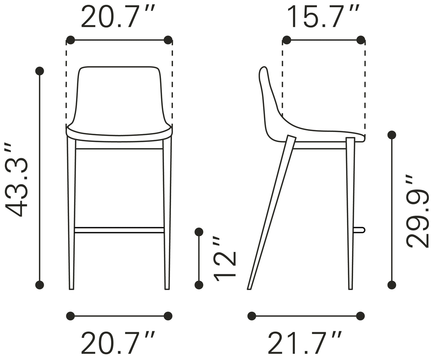 Magnus Dark Gray & Black Barstool (Set of 2) - Ornate Home