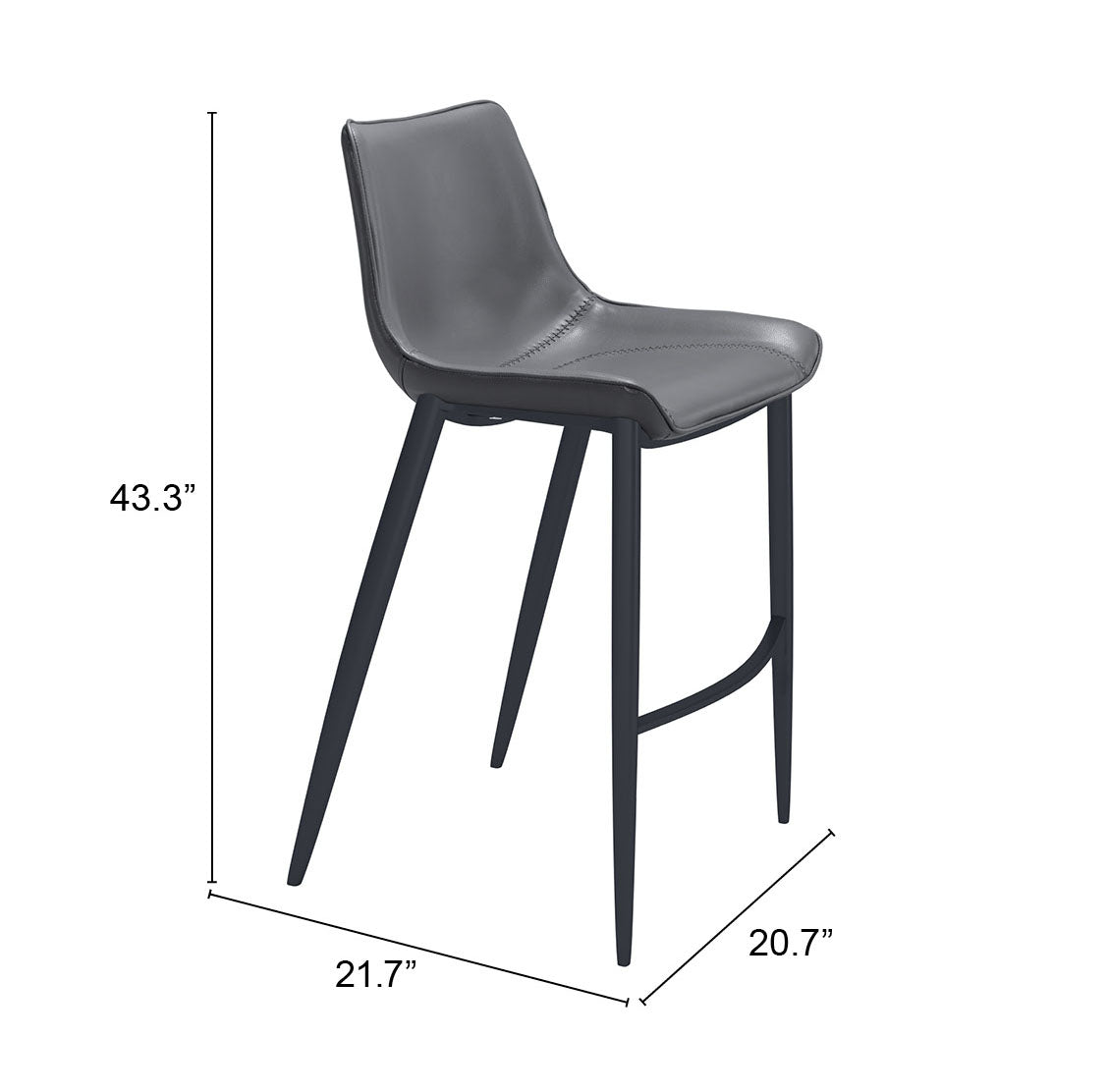 Magnus Dark Gray & Black Barstool (Set of 2) - Ornate Home