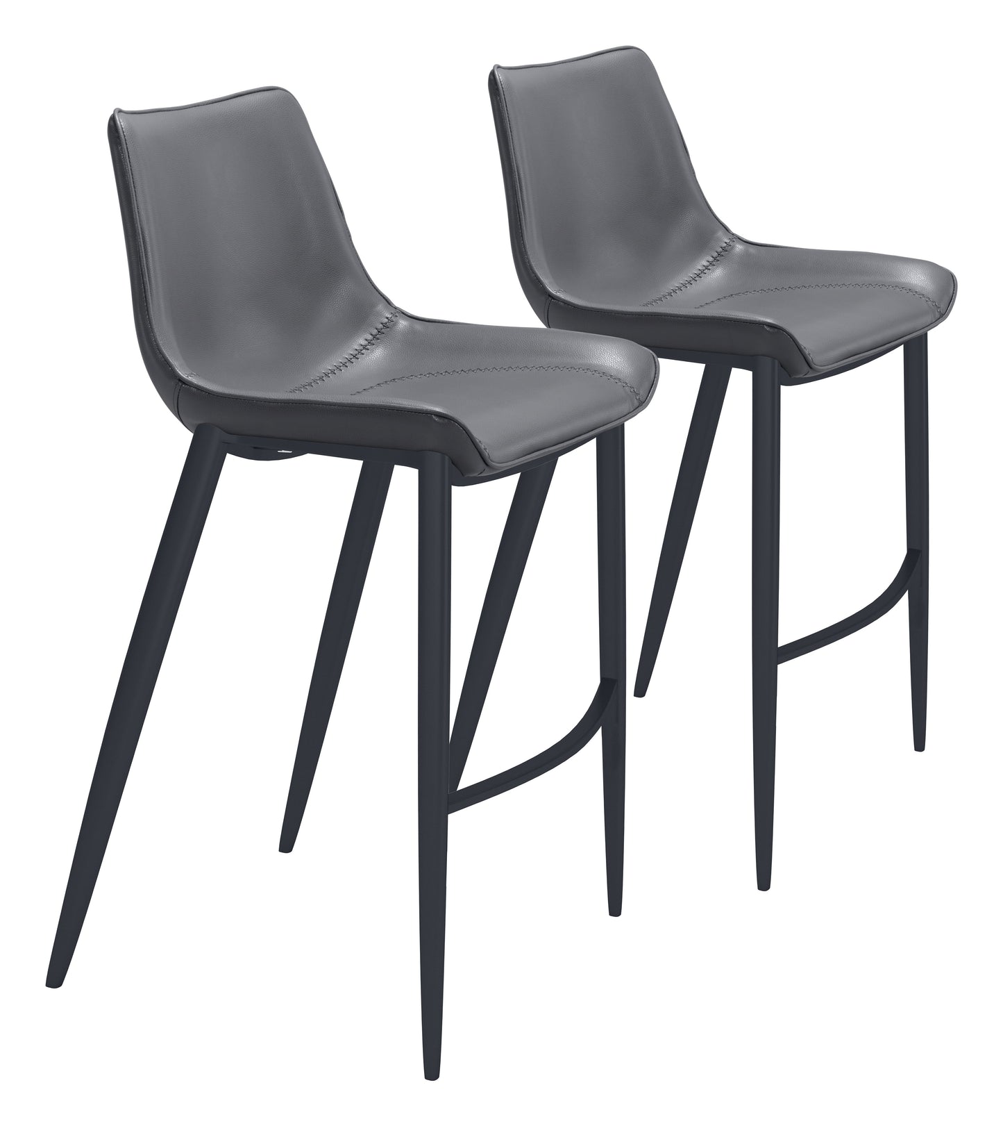 Magnus Dark Gray & Black Barstool (Set of 2) - Ornate Home