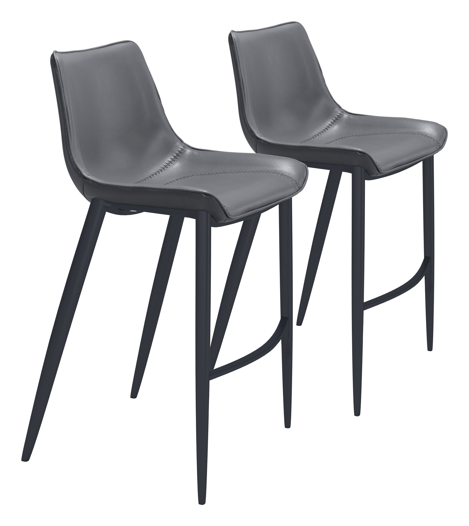Magnus Dark Gray & Black Barstool (Set of 2) - Ornate Home