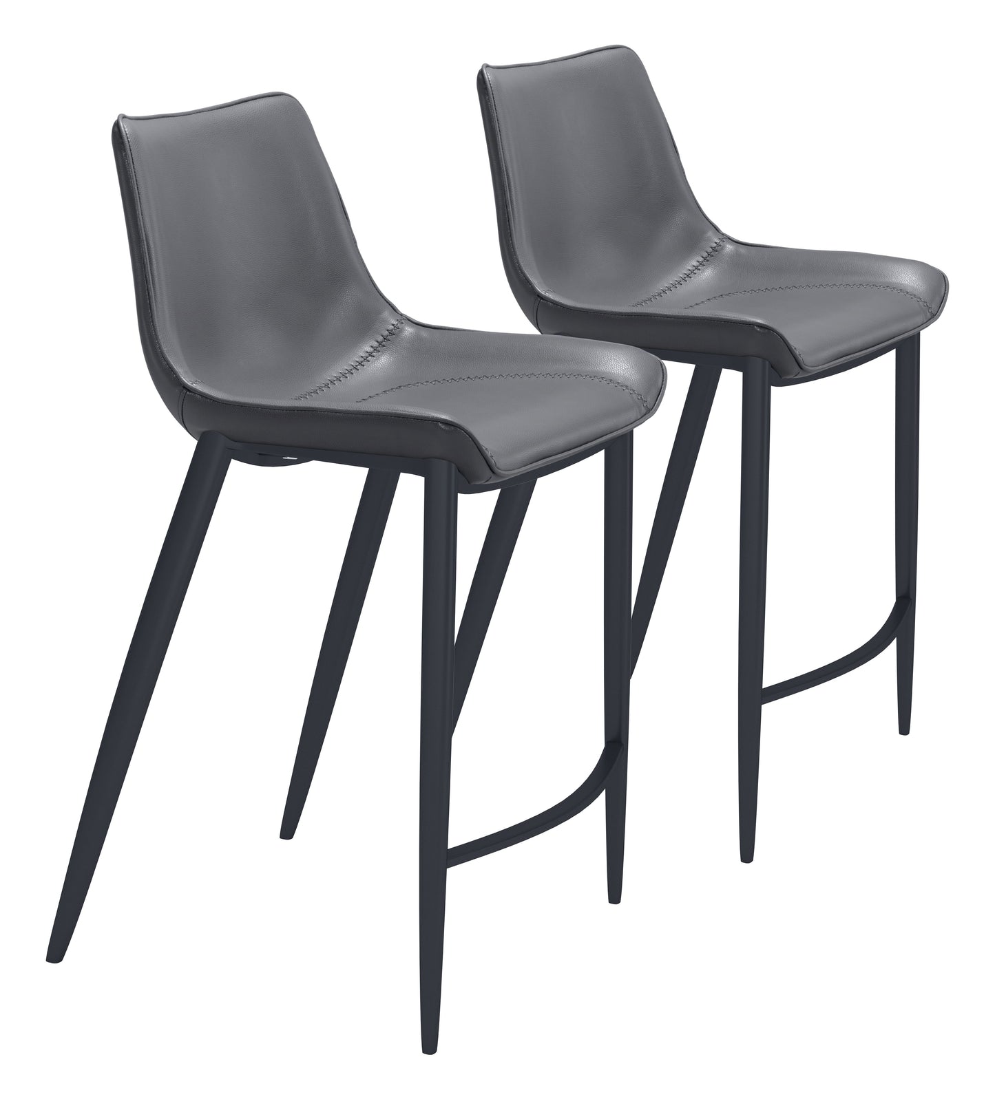 Magnus Dark Gray & Black Counter Stool (Set of 2) - Ornate Home