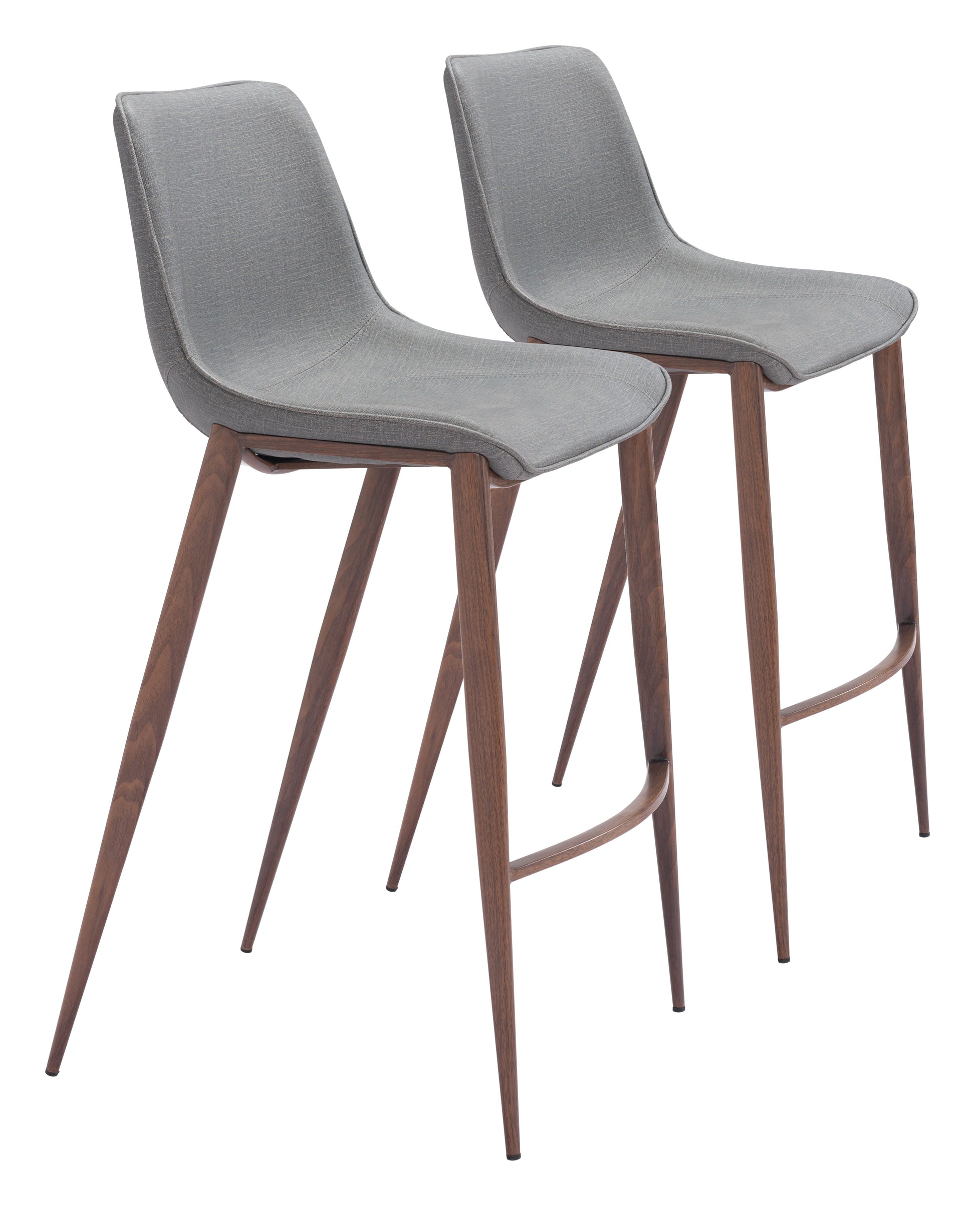 Magnus Slate Gray & Walnut Barstool (Set of 2) - Ornate Home