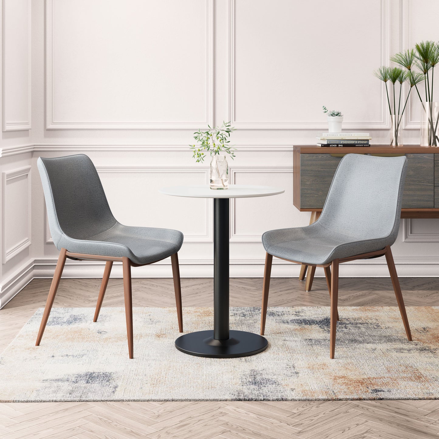 Magnus Slate Gray & Walnut Dining Chair (Set of 2) - Ornate Home