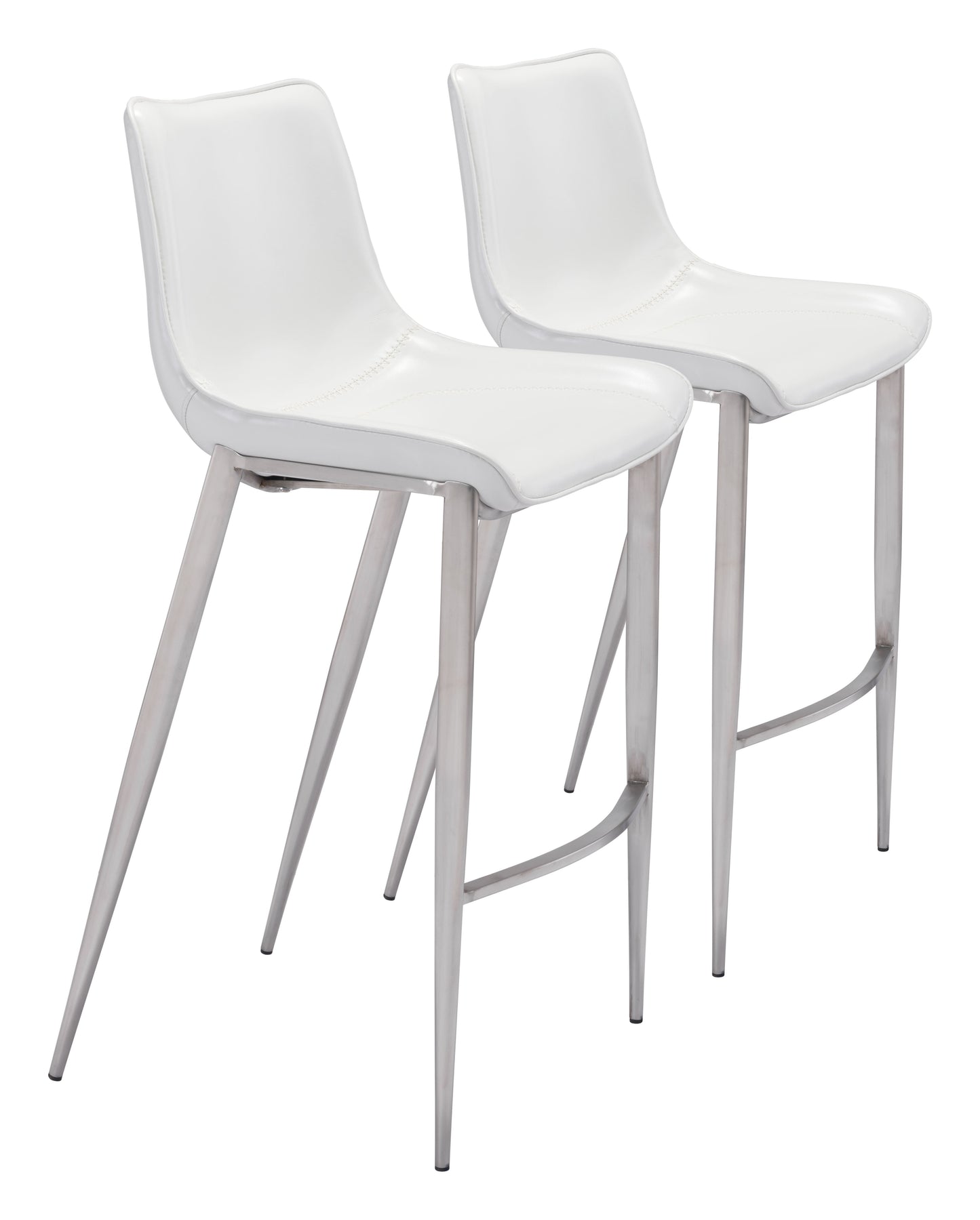 Magnus White & Silver Barstool (Set of 2) - Ornate Home