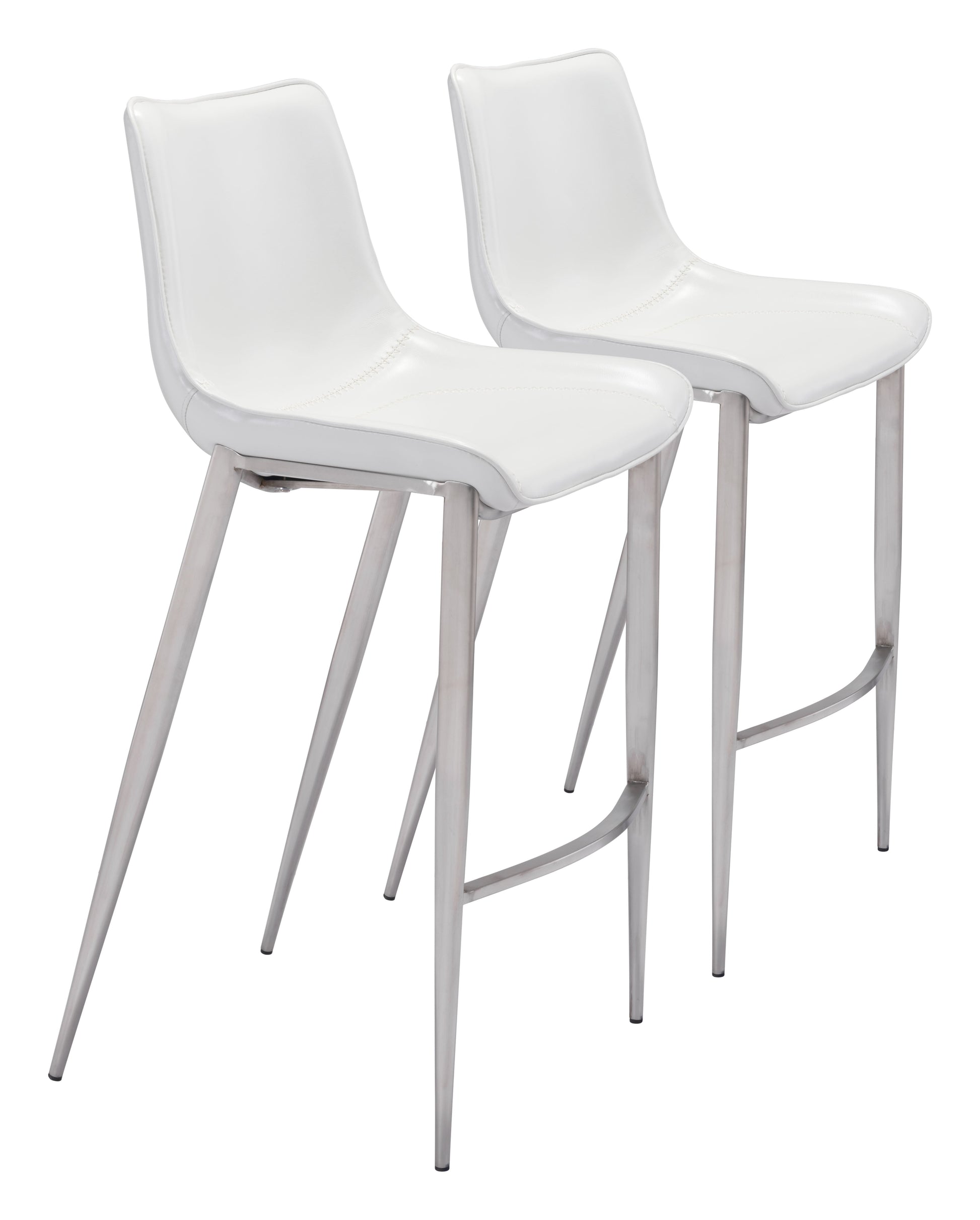 Magnus White & Silver Barstool (Set of 2) - Ornate Home