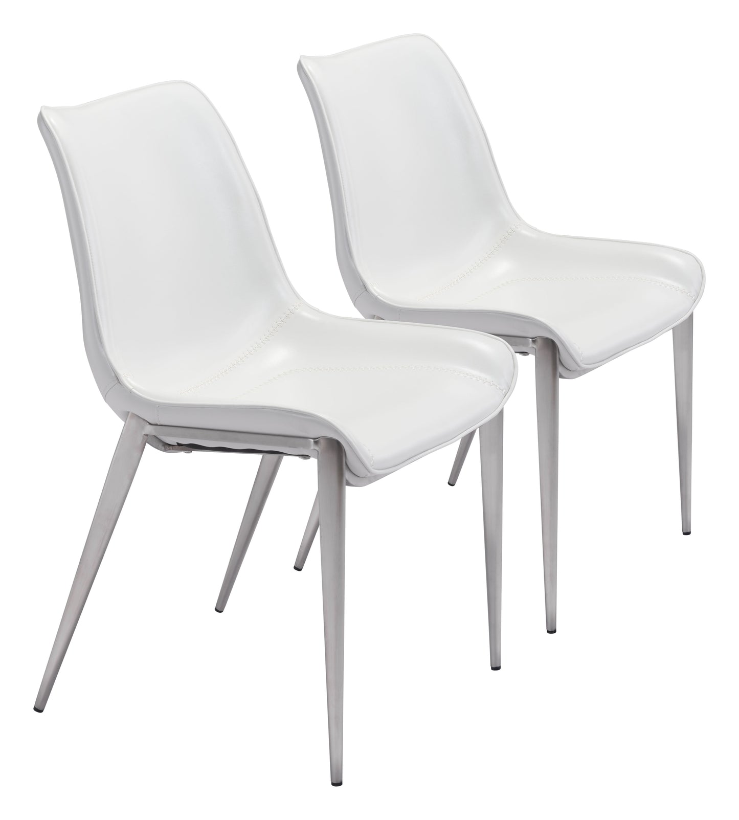 Magnus White & Silver Dining Chair (Set of 2) - Ornate Home