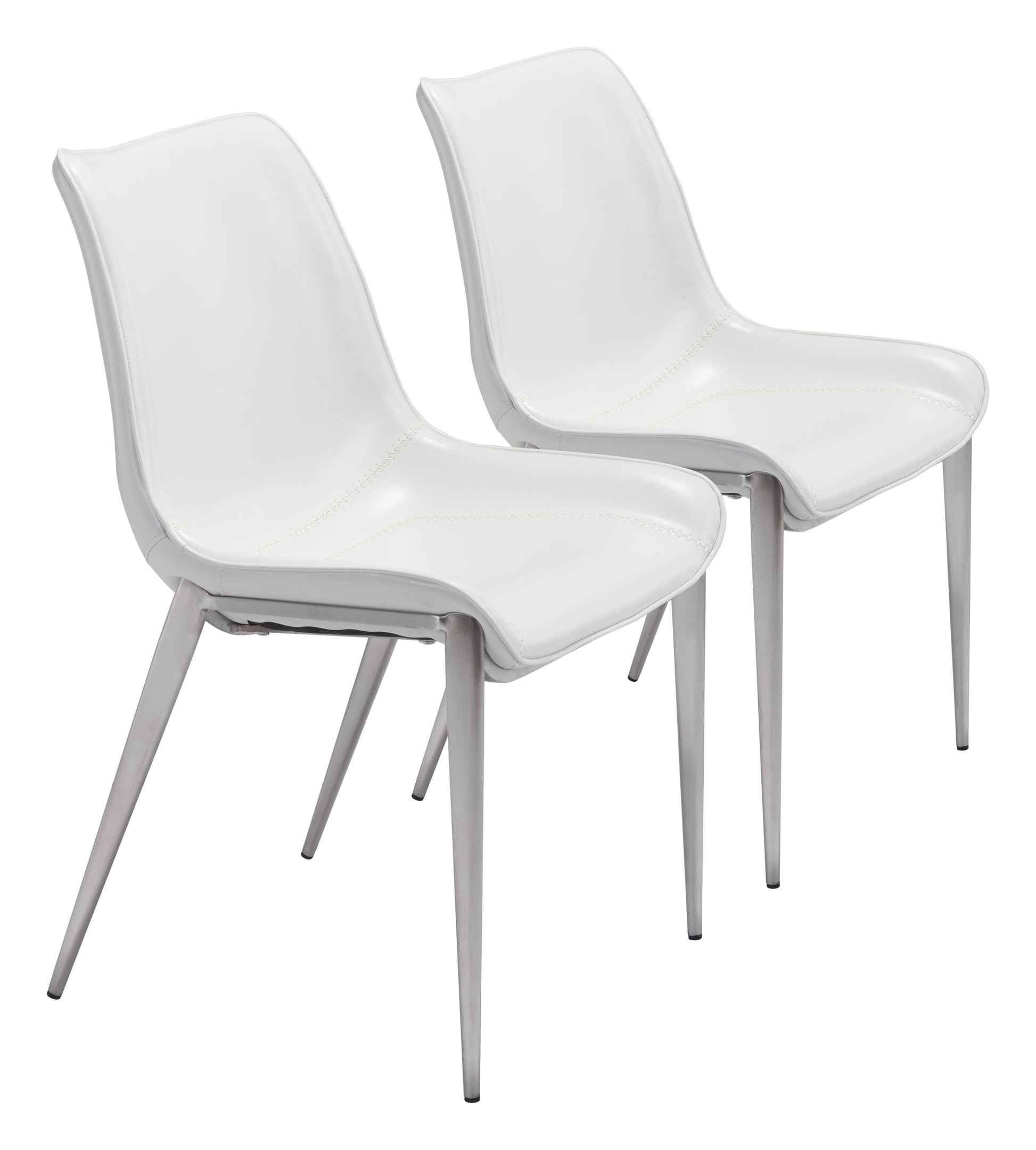 Magnus White & Silver Dining Chair (Set of 2) - Ornate Home