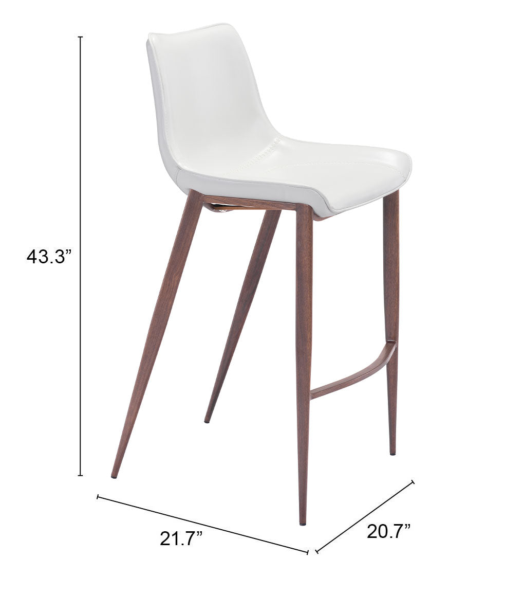 Magnus White & Walnut Barstool (Set of 2) - Ornate Home