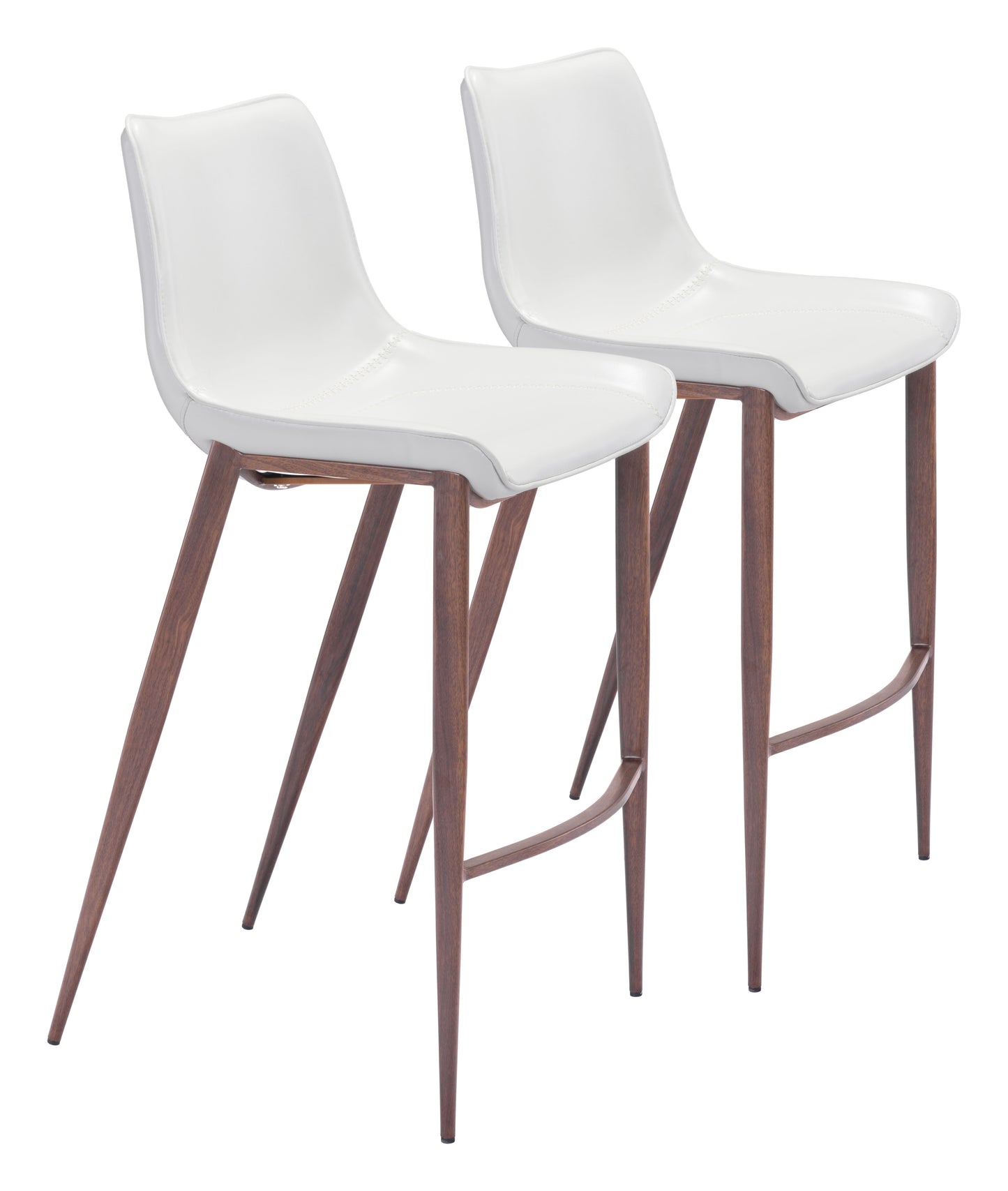 Magnus White & Walnut Barstool (Set of 2) - Ornate Home