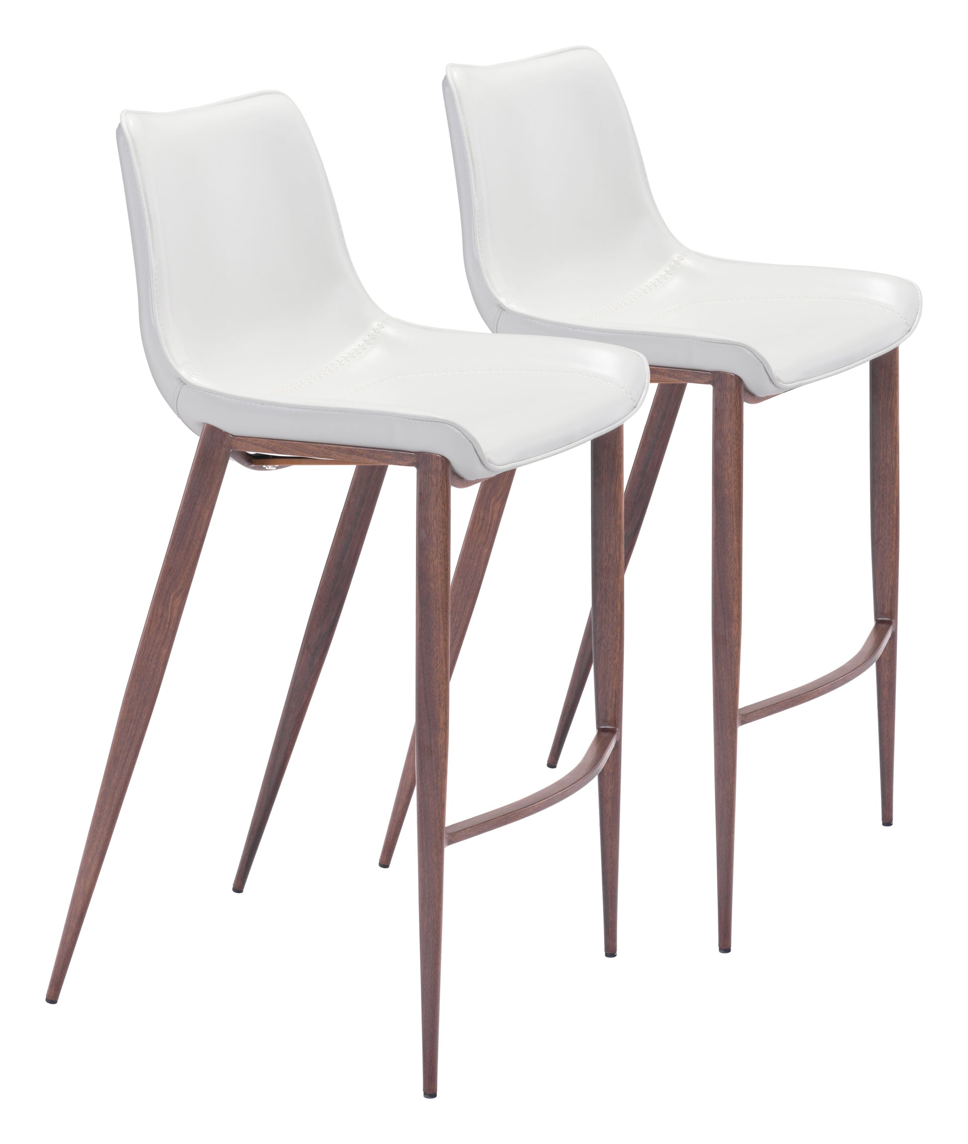 Magnus White & Walnut Barstool (Set of 2) - Ornate Home
