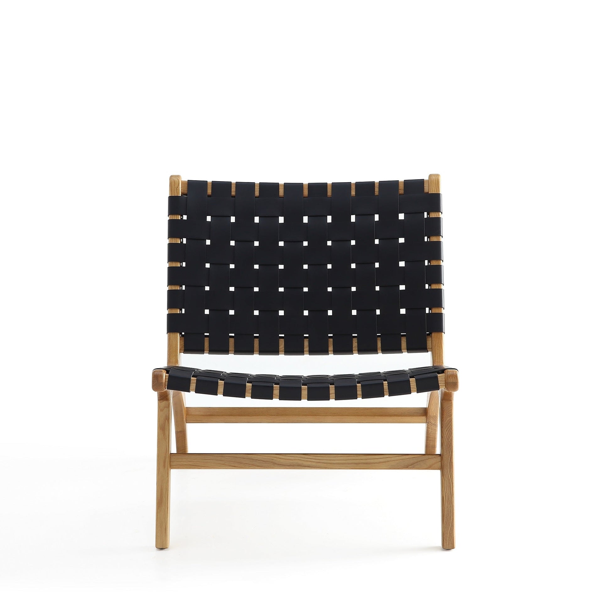 Maintenon Leatherette Accent Chair in Black with Nature Feet - Ornate Home