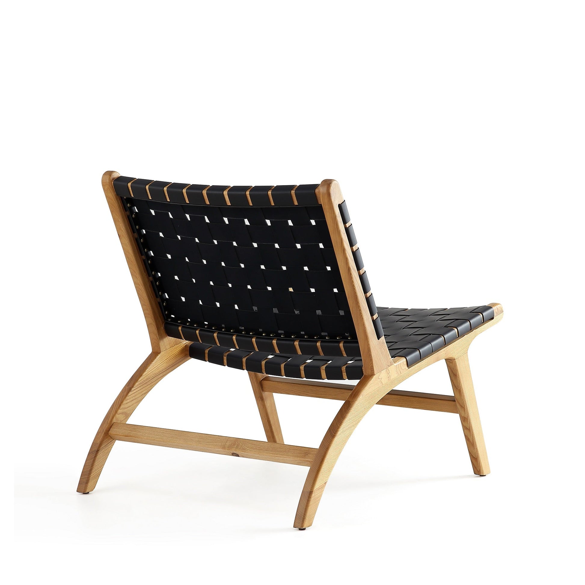 Maintenon Leatherette Accent Chair in Black with Nature Feet - Ornate Home