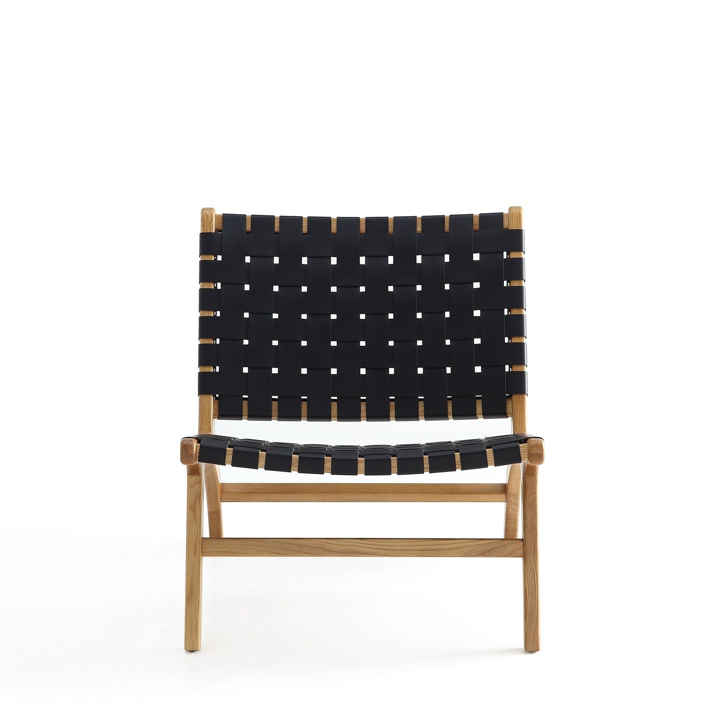 Maintenon Leatherette Accent Chair in Black with Nature Feet (set of 2) - Ornate Home