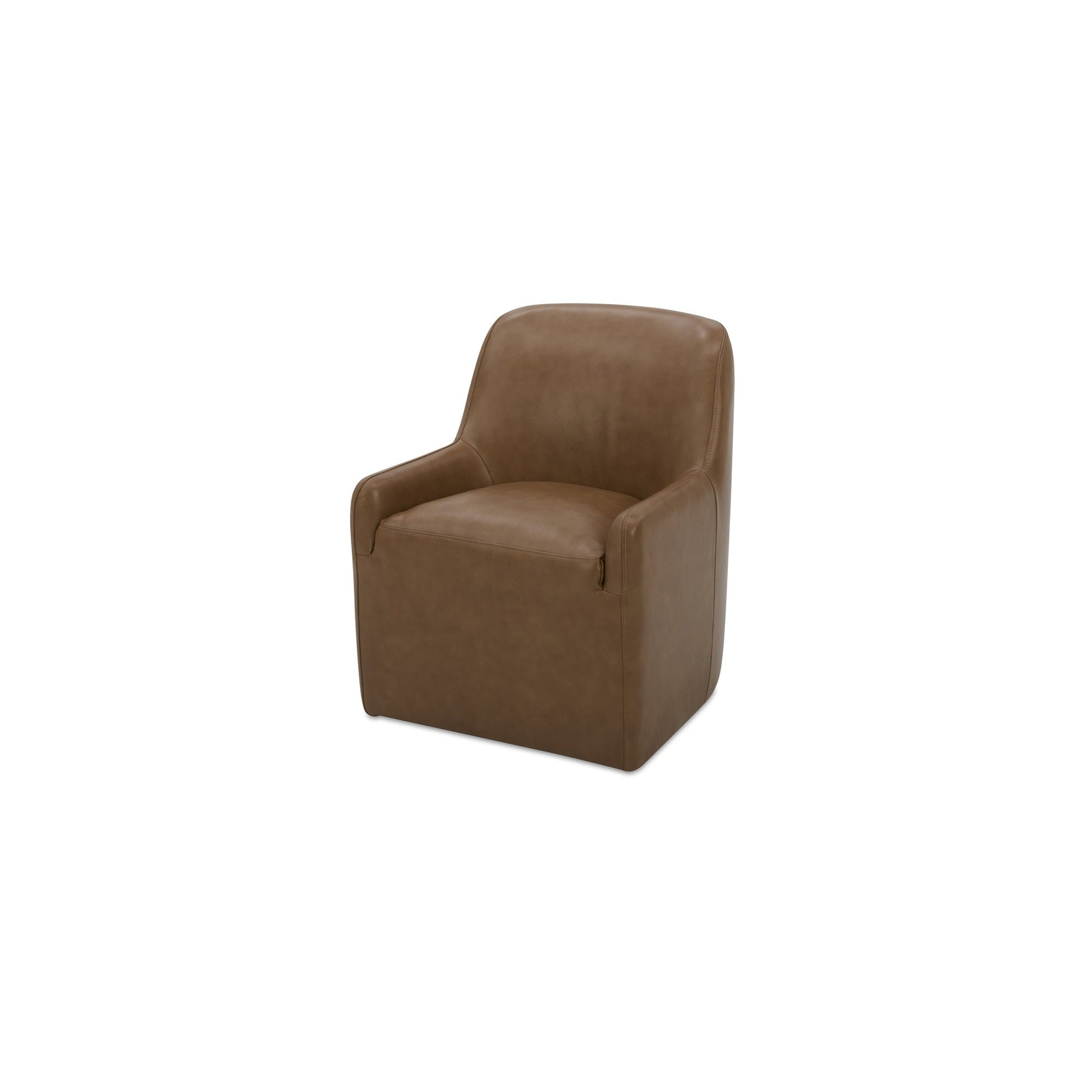 Maisie Tan Rolling Leather Dining Chair - Ornate Home