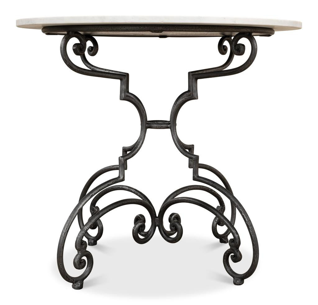 Maison Forge Ivory Iron And Marble Table - Ornate Home