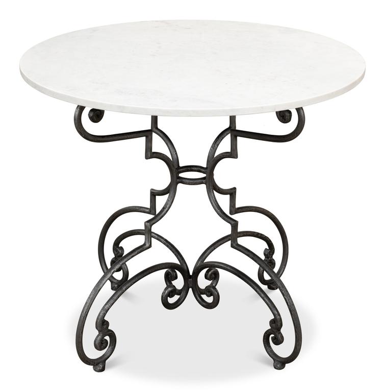 Maison Forge Ivory Iron And Marble Table - Ornate Home