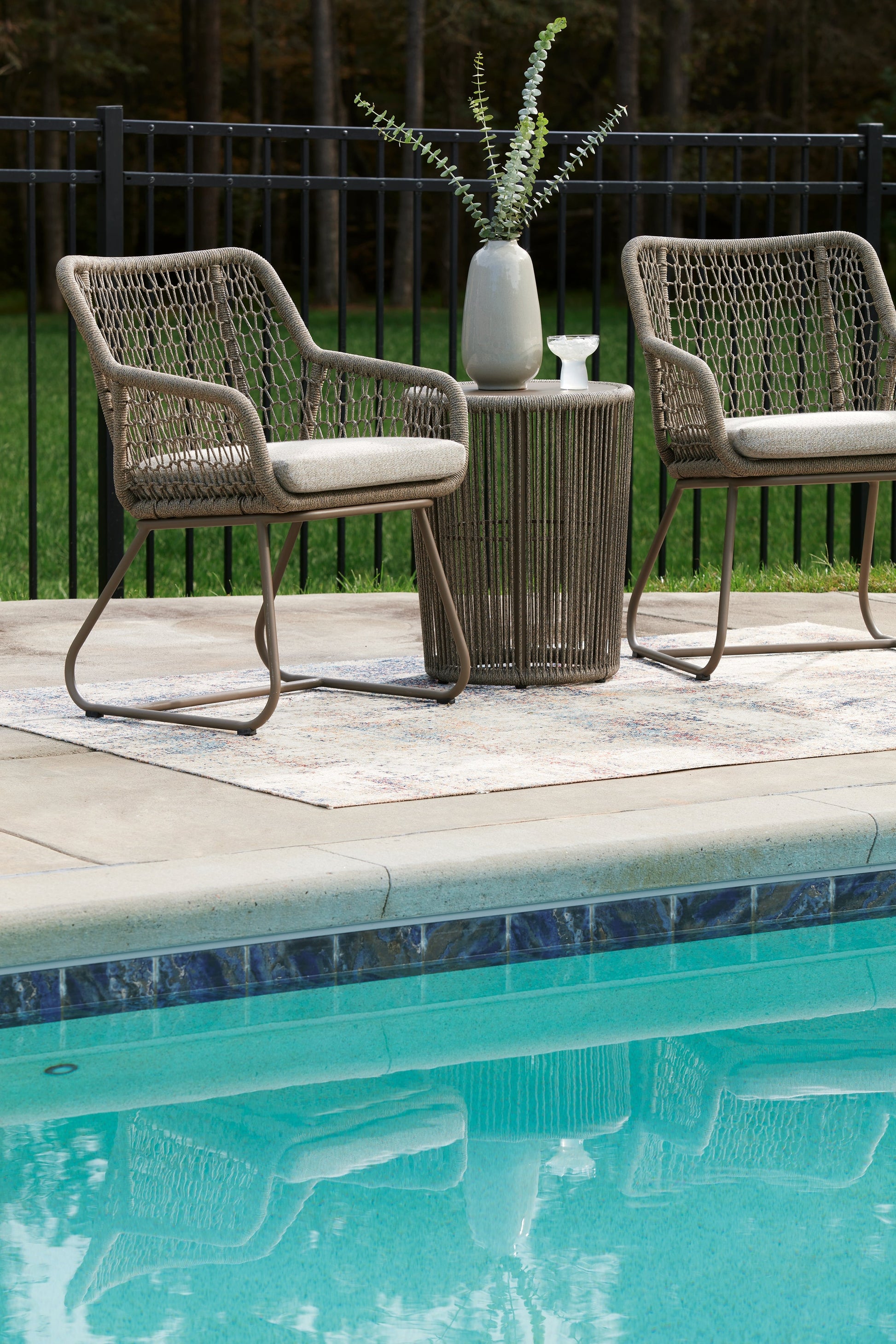 Majors Beach Beige Chairs w/CUSH/Table Set (Set of 3)- Viva Furn