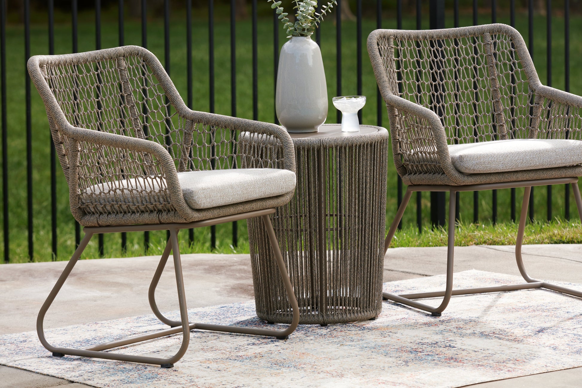 Majors Beach Beige Chairs w/CUSH/Table Set (Set of 3)- Viva Furn