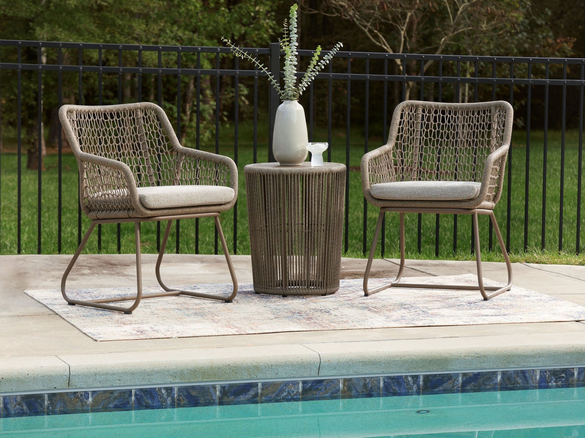 Majors Beach Beige Chairs w/CUSH/Table Set (Set of 3)- Viva Furn