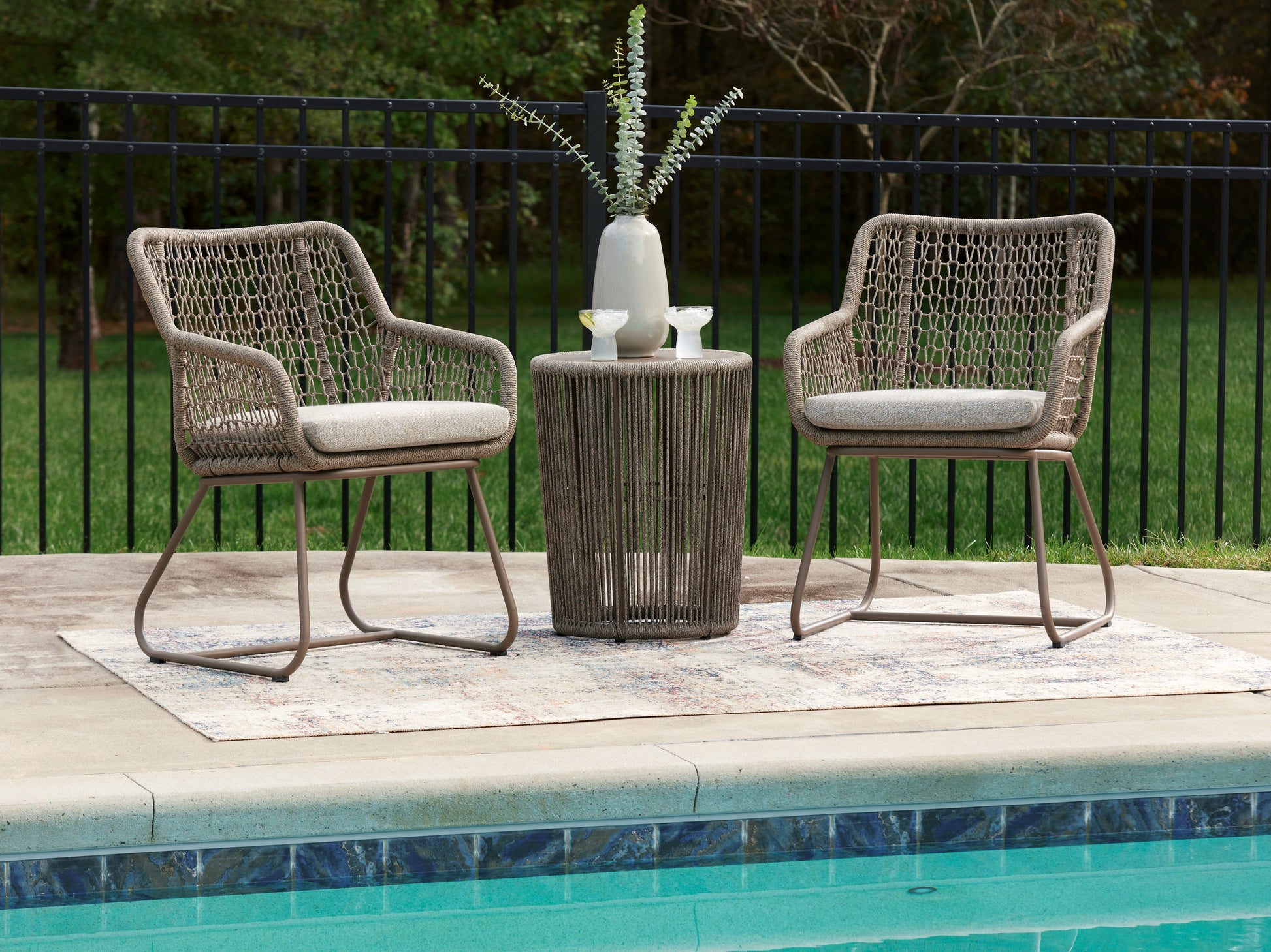 Majors Beach Beige Chairs w/CUSH/Table Set (Set of 3)- Viva Furn