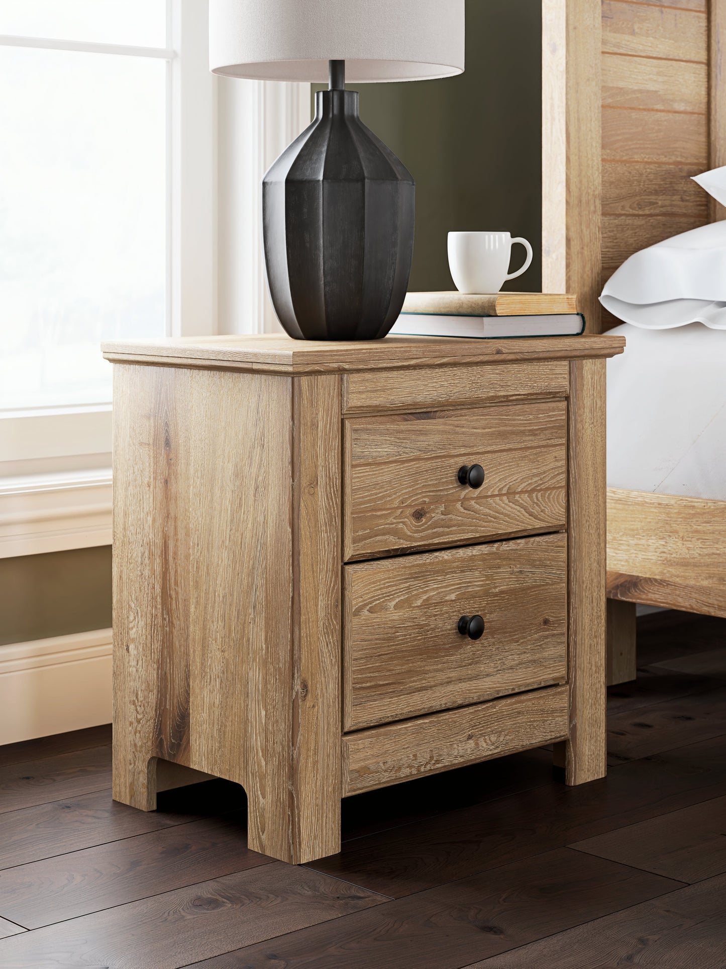 Makidern Tan Two Drawer Night Stand- Viva Furn