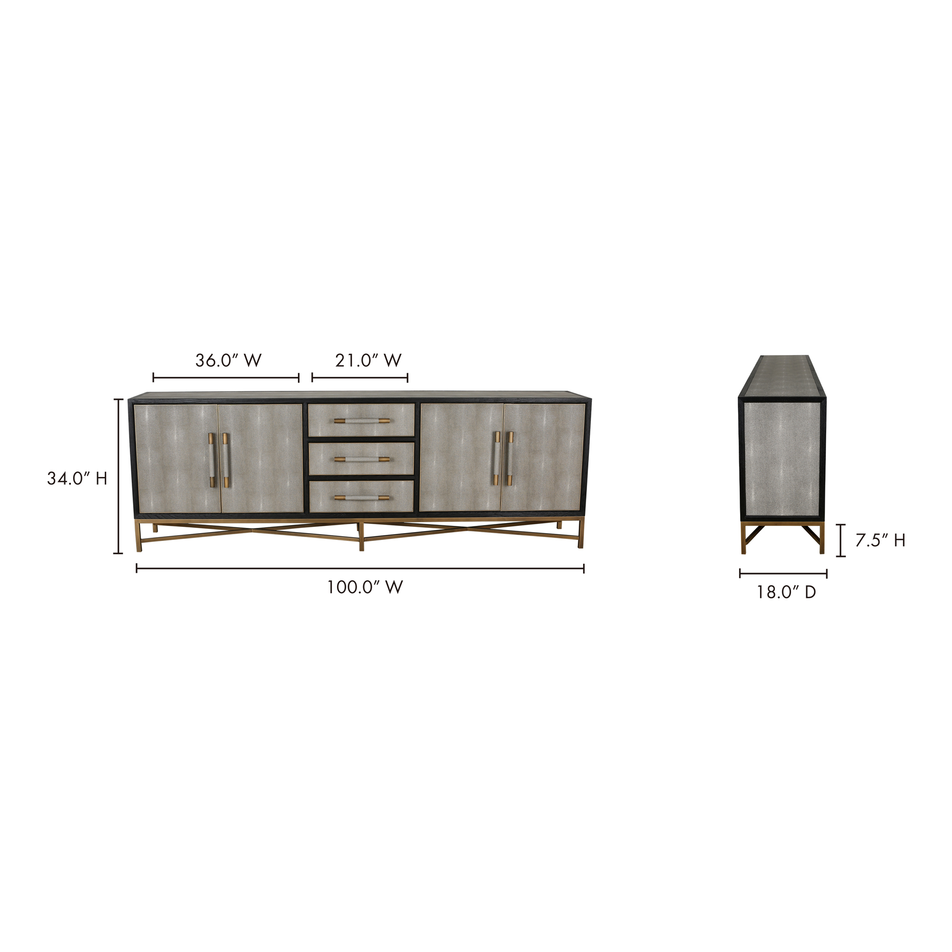 Mako Grey Large Sideboard - Ornate Home