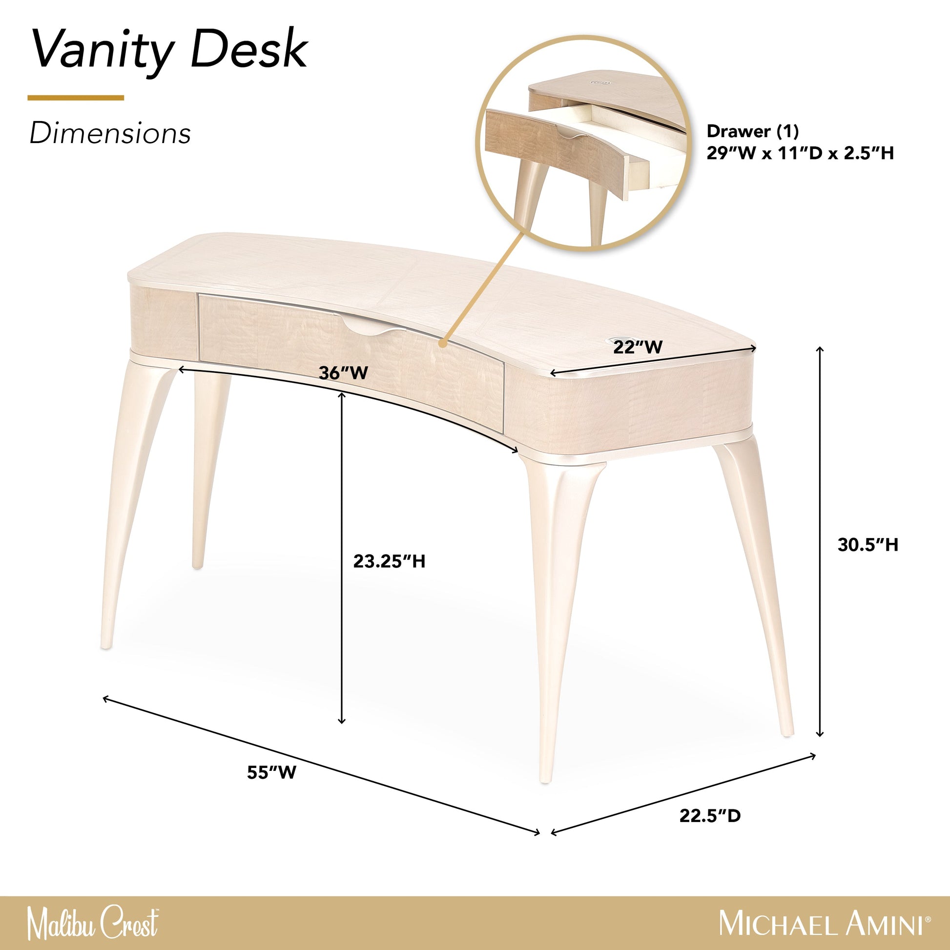 Malibu Crest Blush Vanity Desk - Ornate Home
