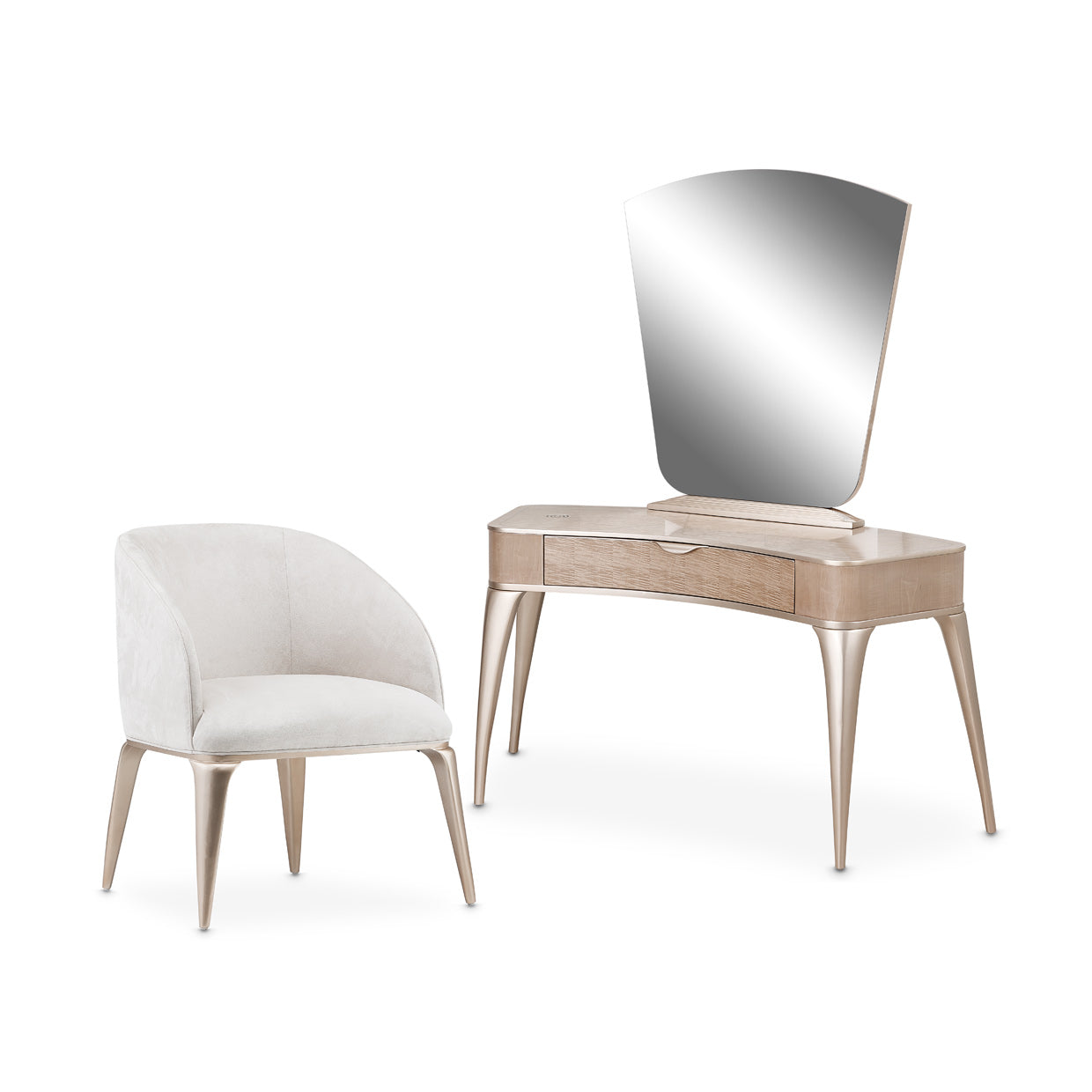 Malibu Crest Blush Vanity Set with Mirror & Chair - Ornate Home