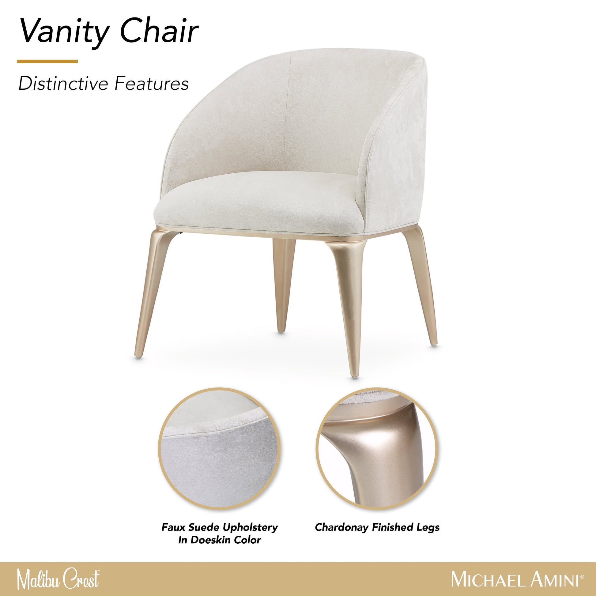 Malibu Crest Chardonnay/Doeskin Vanity Chair - Ornate Home