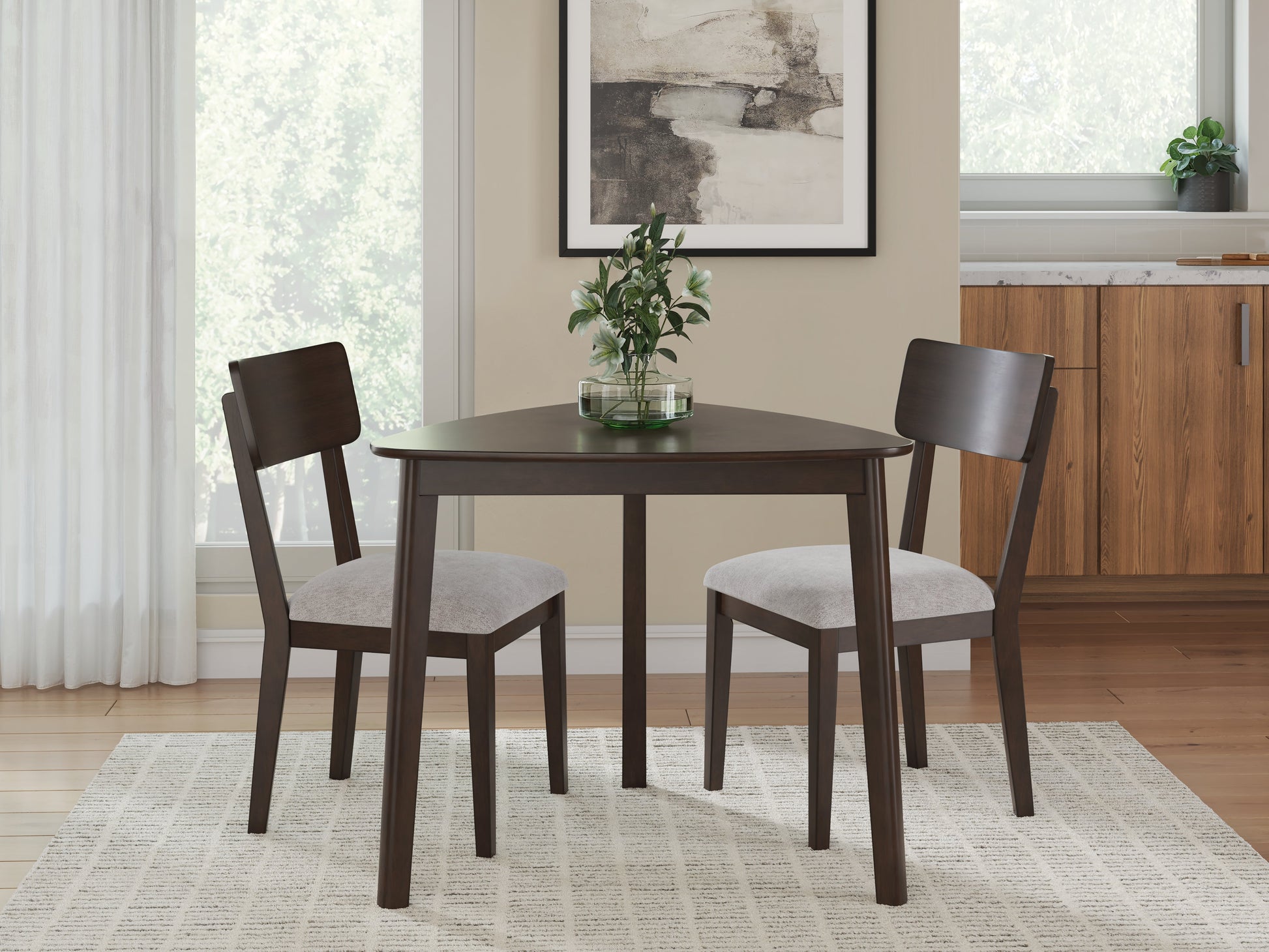 Mallenette Merlot Dining Table and 2 Chairs- Viva Furn