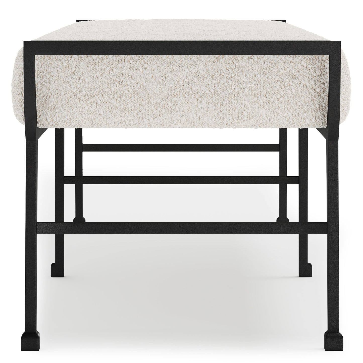 Mansfield White/Cream/Black Fabric Bench - Ornate Home