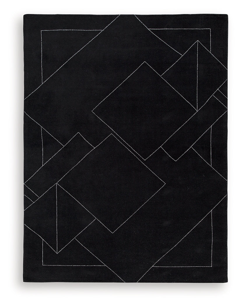 Marav Black/White Large Rug- Viva Furn