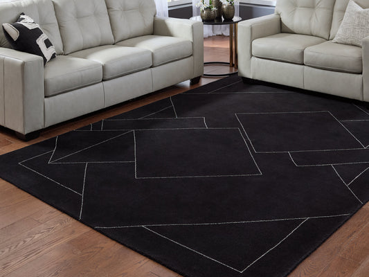 Marav Black/White Large Rug- Viva Furn