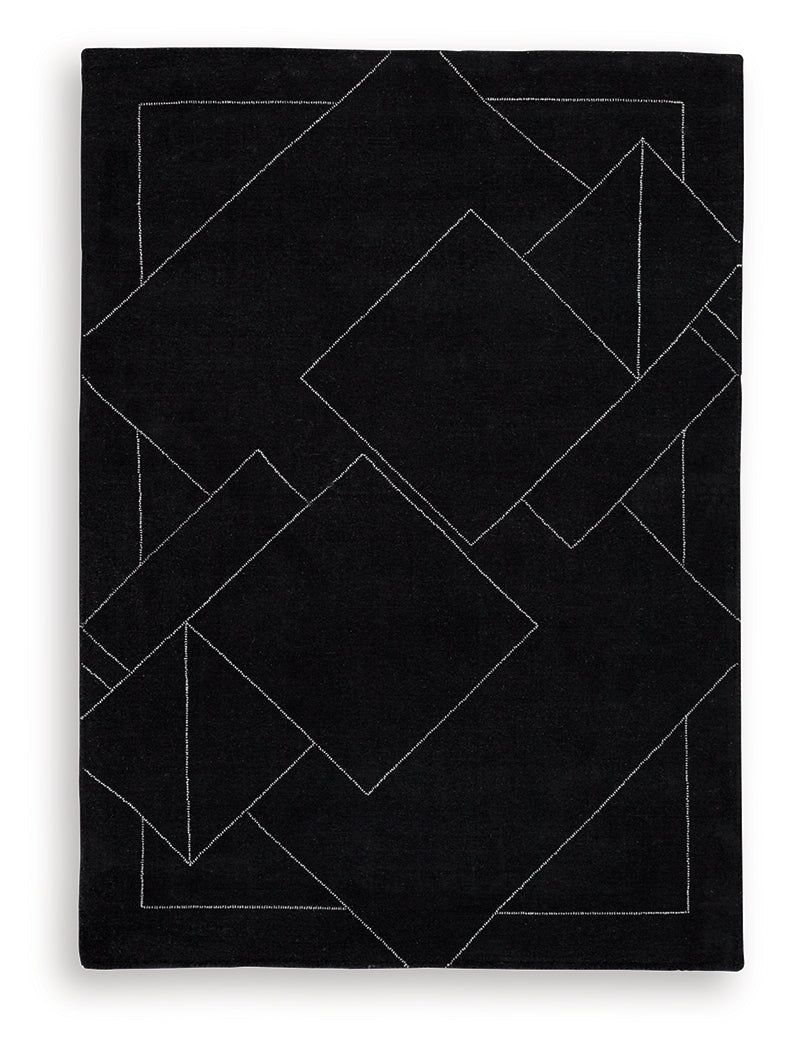 Marav Black/White Medium Rug- Viva Furn