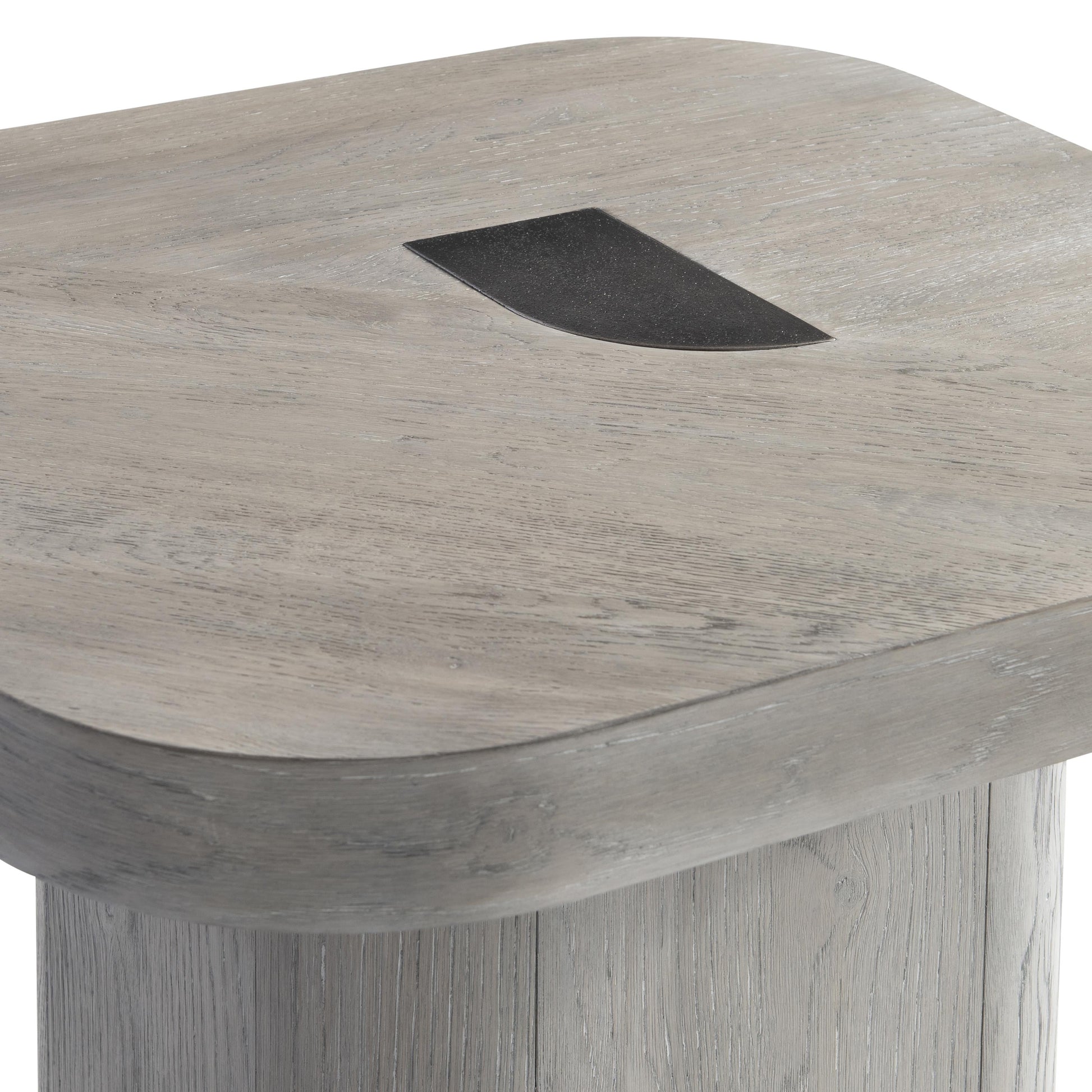 Marcato Cerused Greige/Dark Graphite Side Table (26" W) - Ornate Home