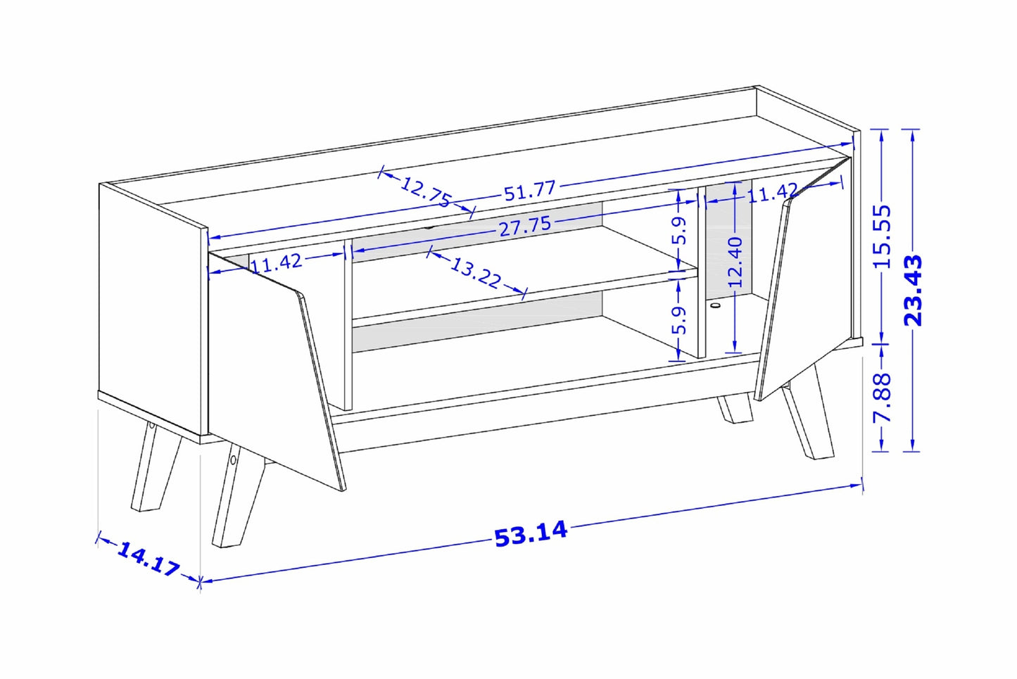Marcus 53.14 TV Stand in Grey and Nature - Ornate Home