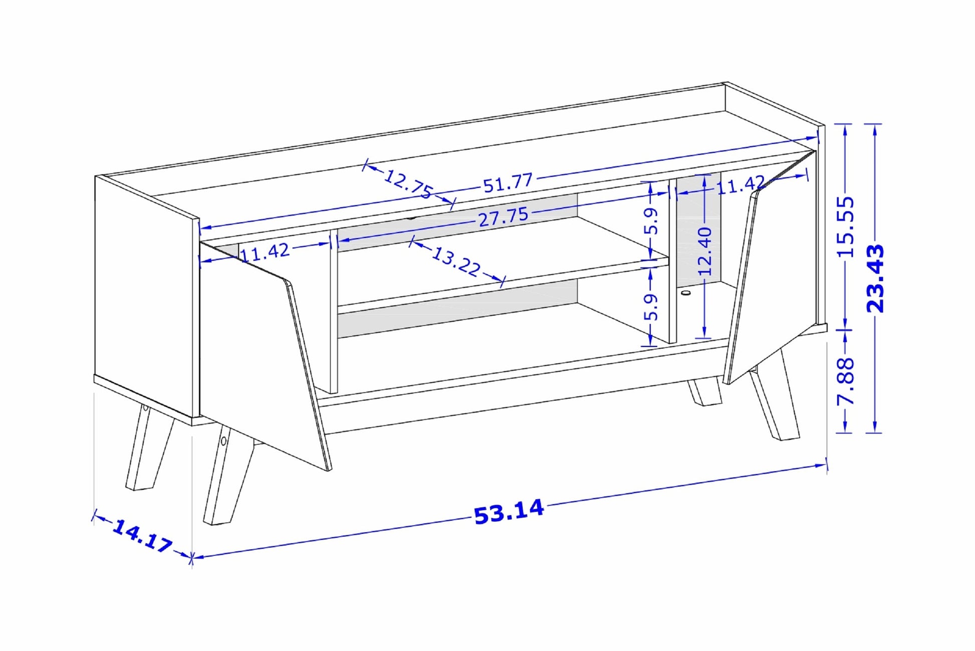 Marcus 53.14 TV Stand in Grey and Nature - Ornate Home
