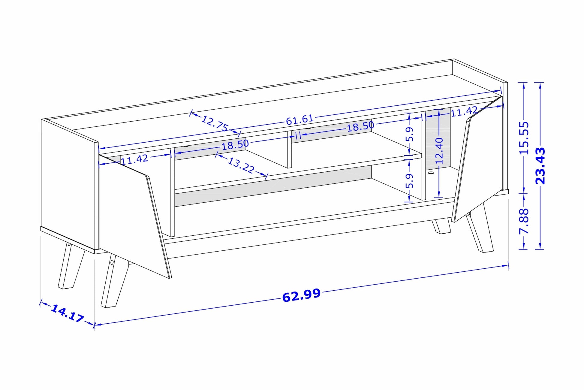 Marcus 62.99 TV Stand in Matte Black - Ornate Home