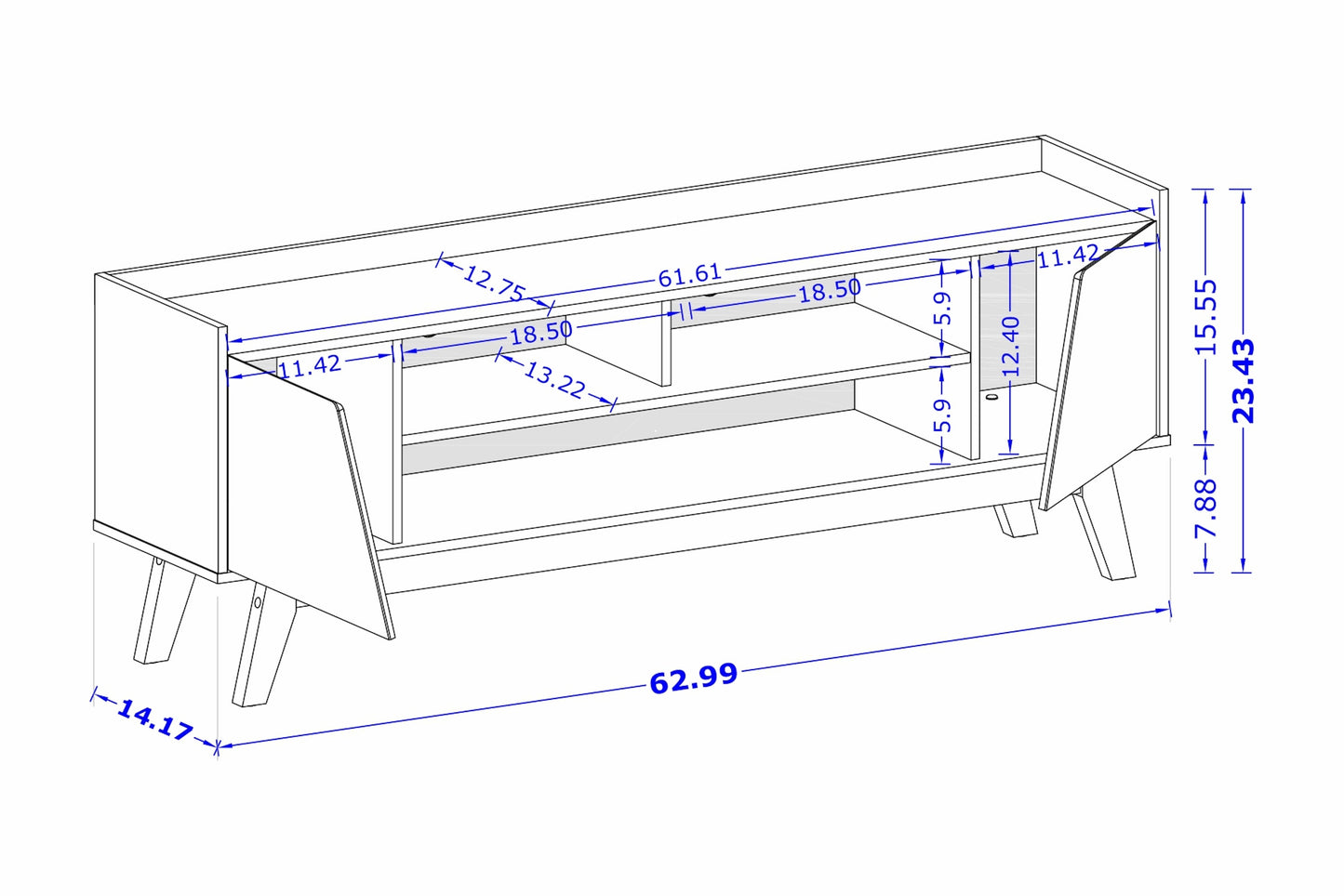 Marcus 62.99 TV Stand in White - Ornate Home