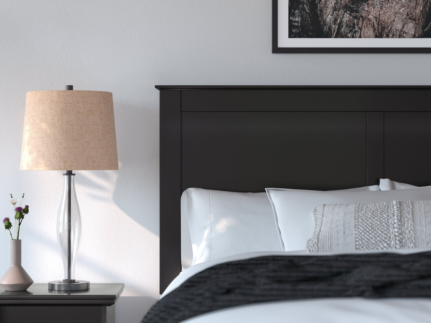 Maribel Black Queen Panel Bed- Viva Furn