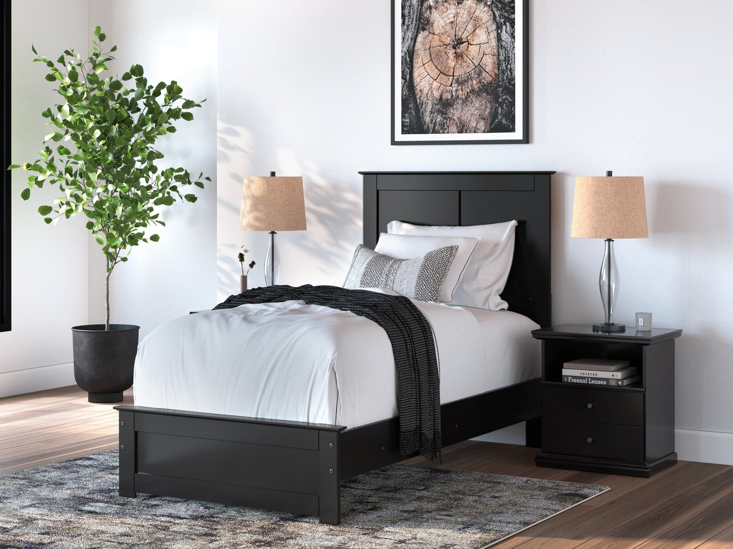 Maribel Black Twin Panel Youth Bed- Viva Furn