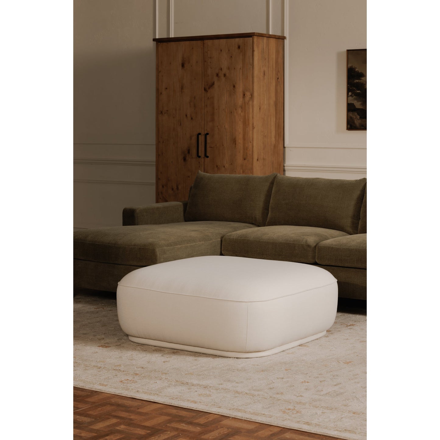 Marion White Square Ottoman - Ornate Home