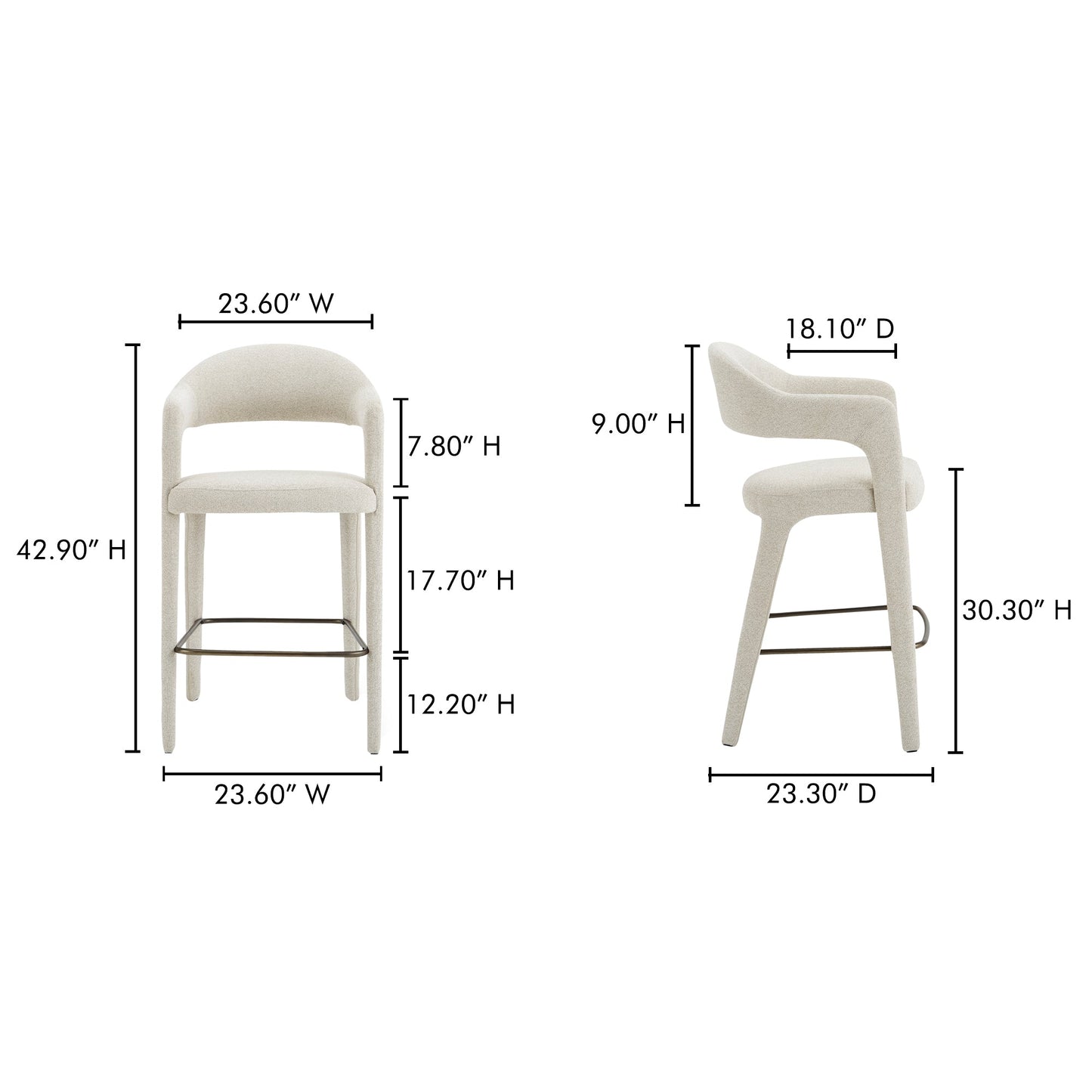 Martens Beige Bar Stool - Ornate Home