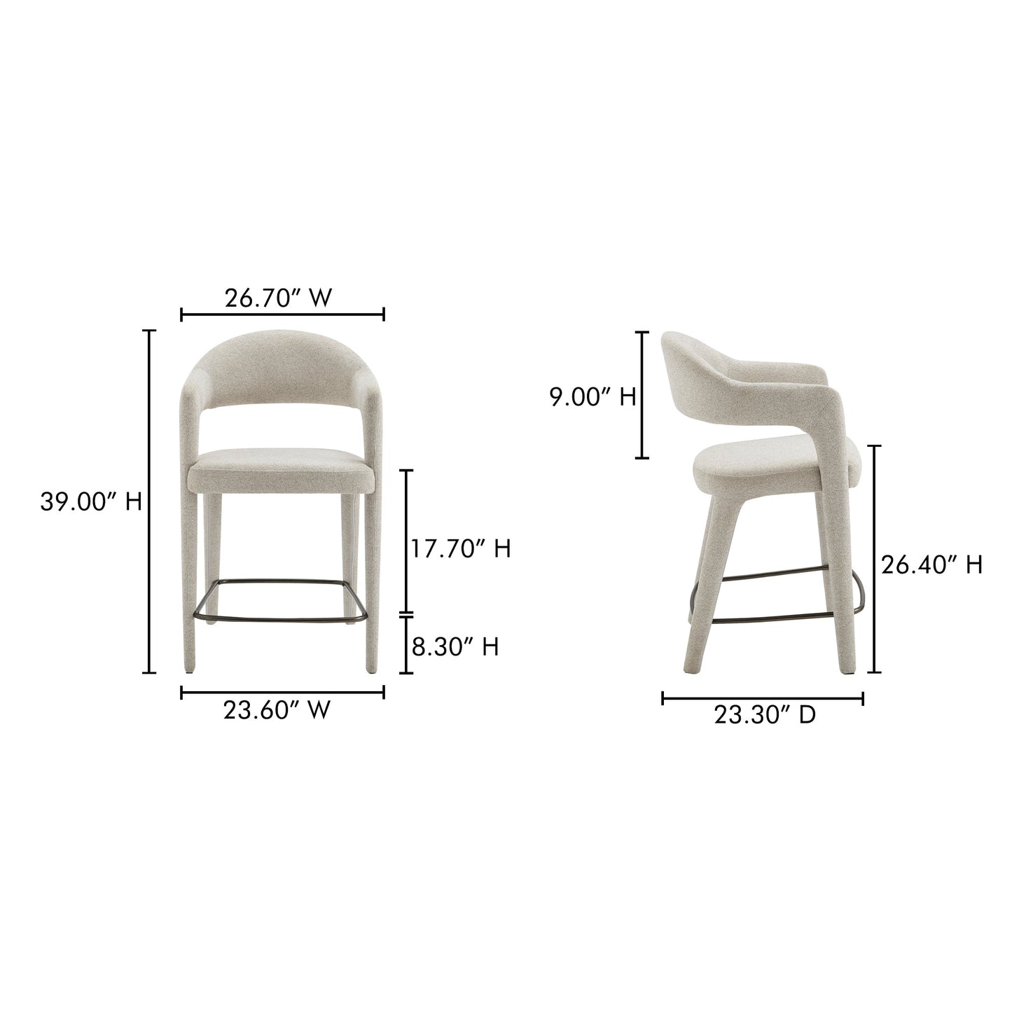 Martens Beige Counter Stool - Ornate Home