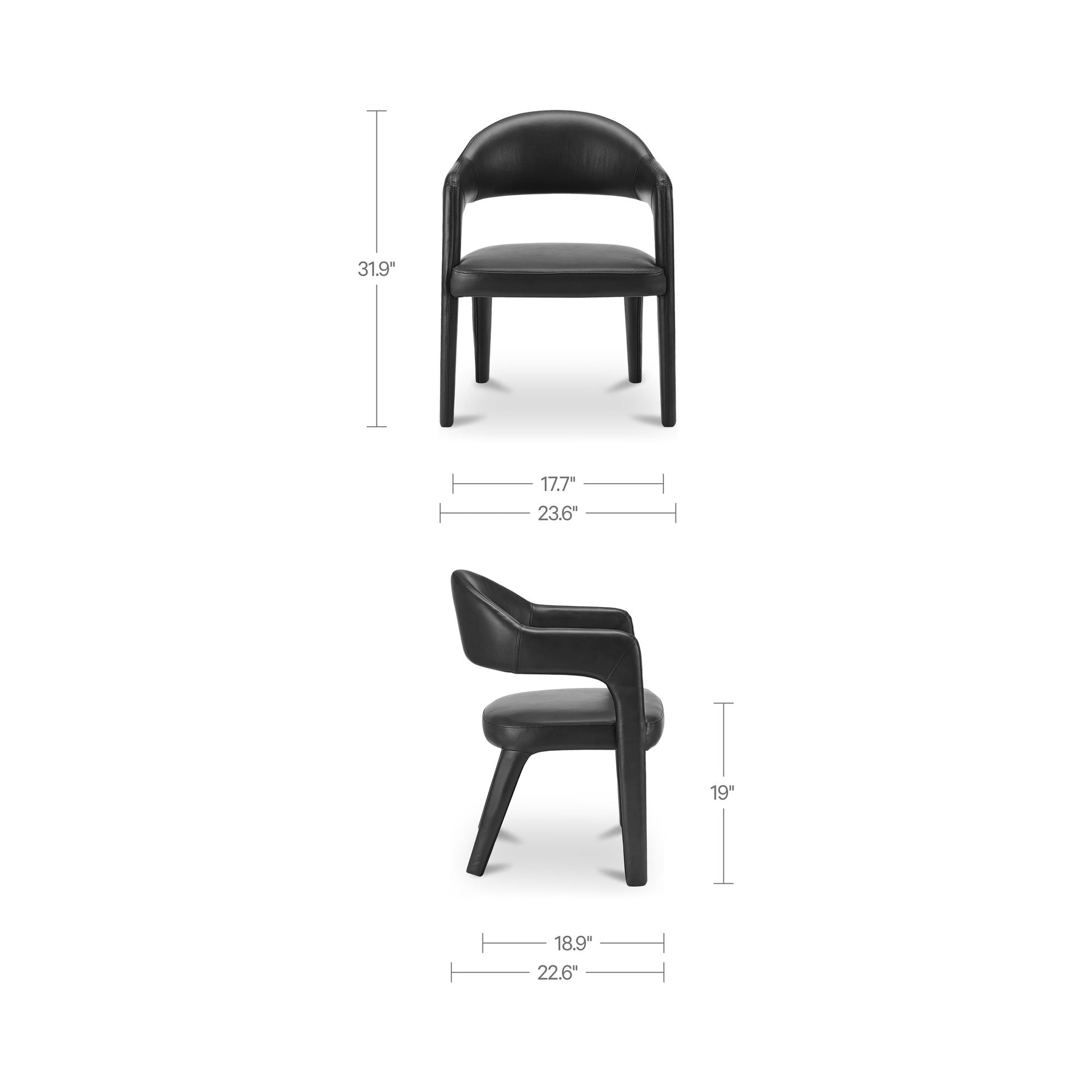 Martens Black Leather Dining Chair - Ornate Home