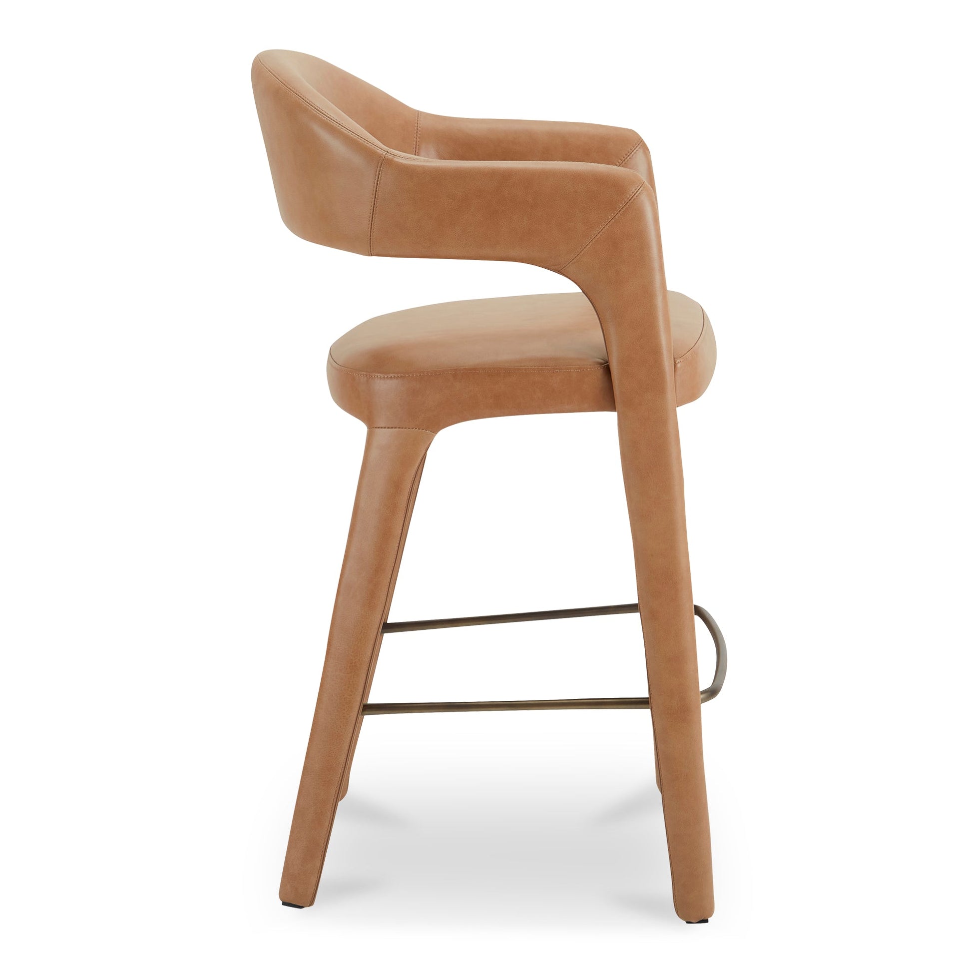 Martens Brown Leather Bar Stool - Ornate Home