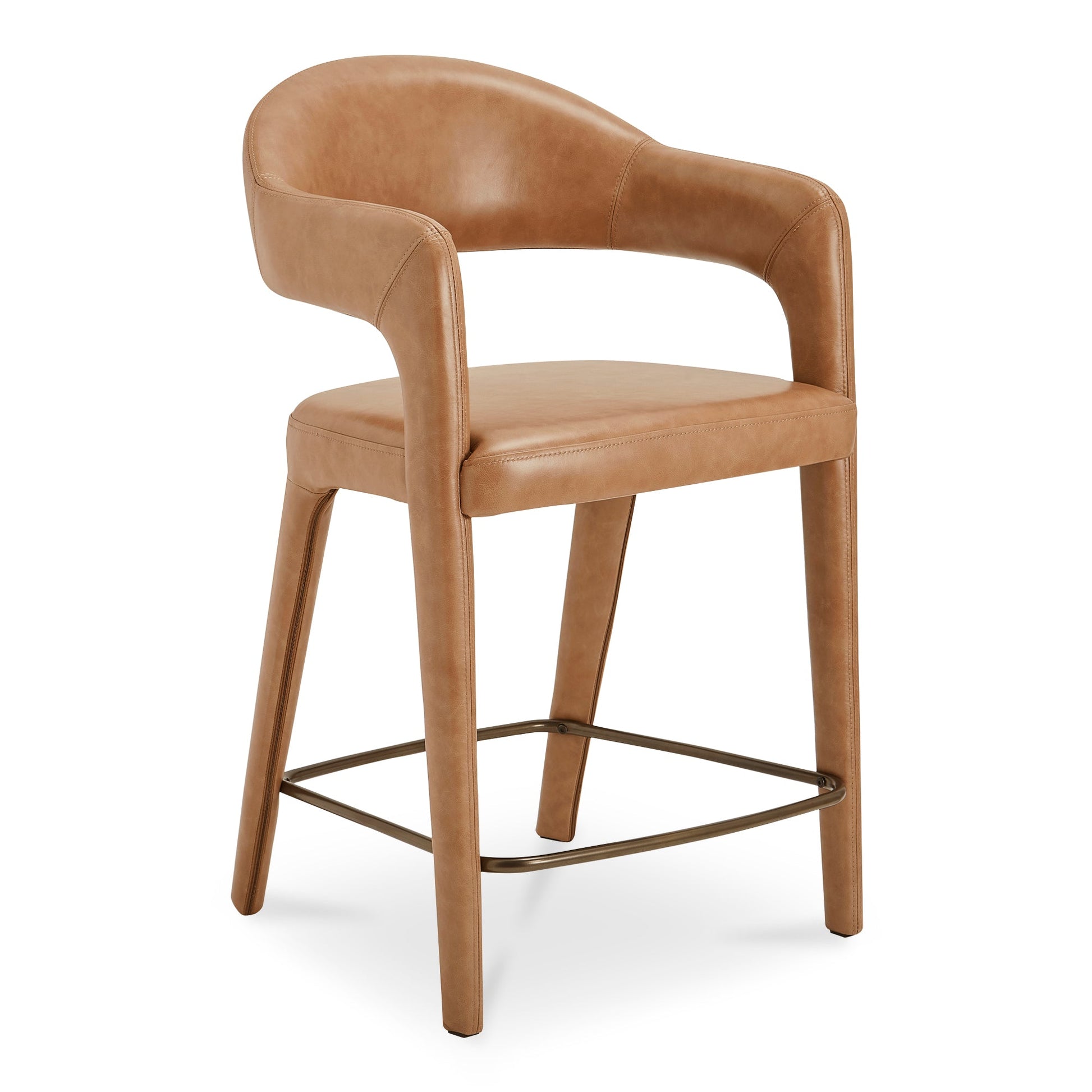 Martens Brown Leather Counter Stool - Ornate Home